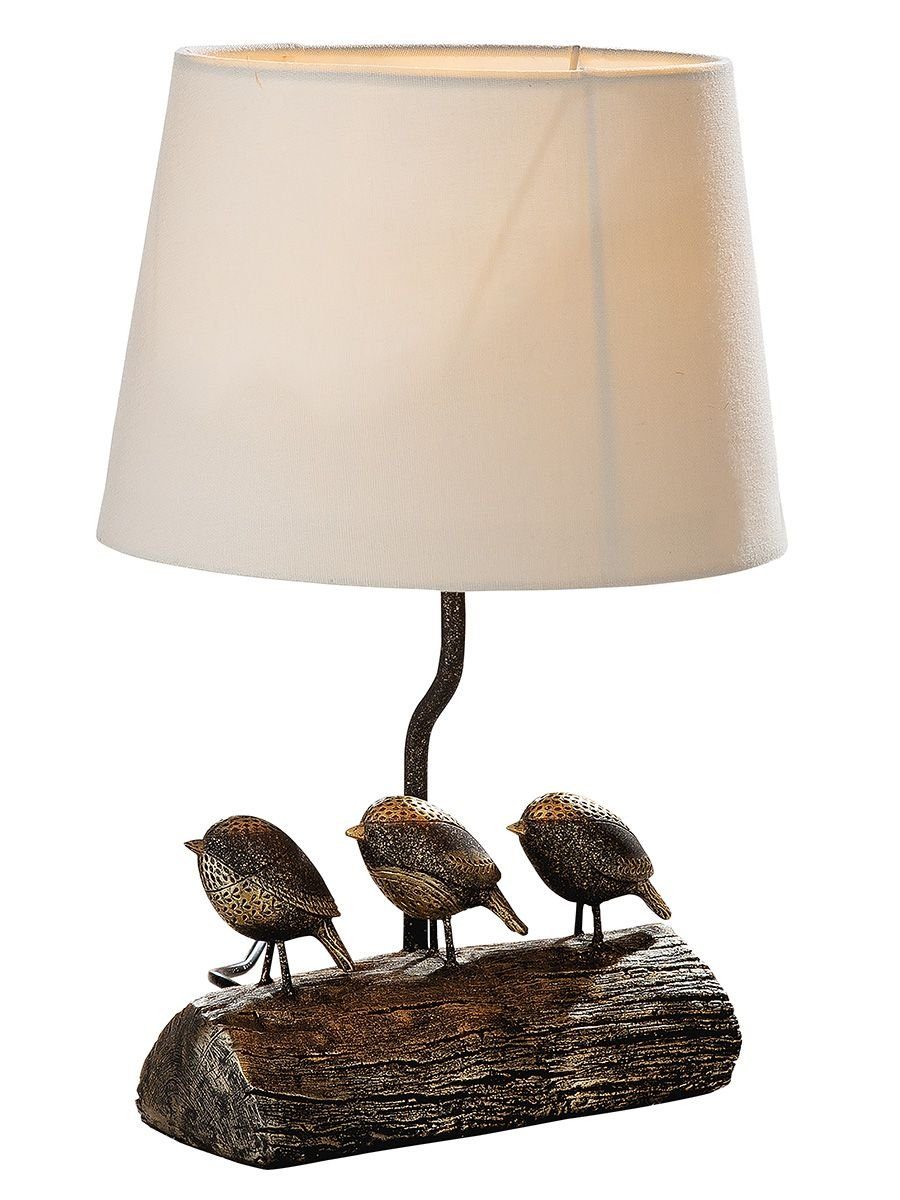 GILDE Dekoobjekt Gilde Tischlampe Poly Lampe Vögel Woody