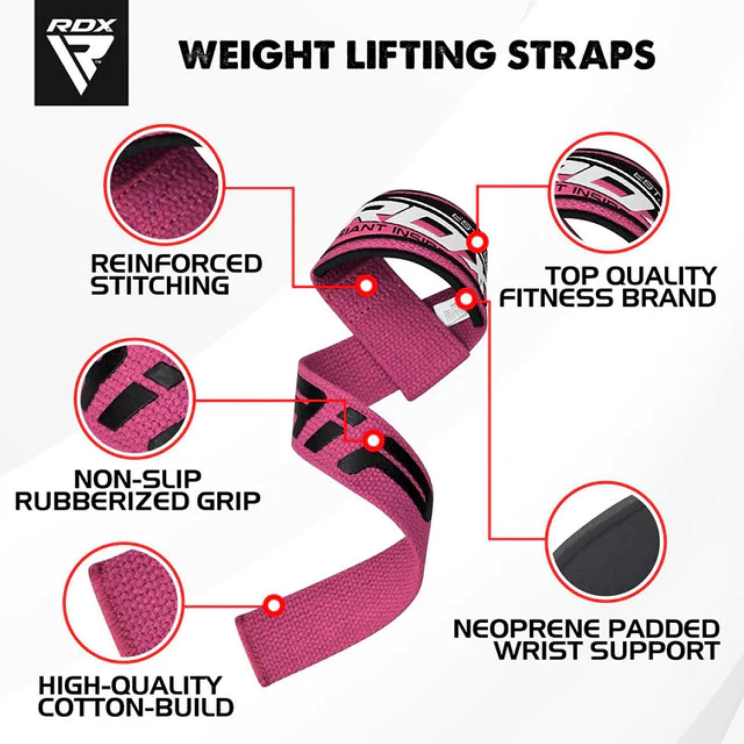 RDX Handgelenkschutz RDX Lifting Straps Strength Training, 60 cm lange professionelle