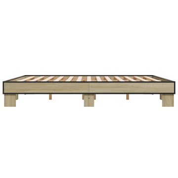 vidaXL Bett Bettgestell Sonoma-Eiche 200x200 cm Holzwerkstoff und Metall