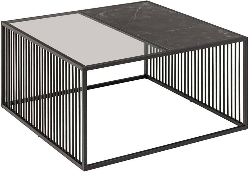 ACTONA GROUP Couchtisch Strington, Marmoroptik schwarz - modern & stilvoll, pflegeleicht (Couchtisch, Beistelltisch, Kaffeetisch), OTTOs Choice, Glasplatte & Metallgestell, verschiedene Formen