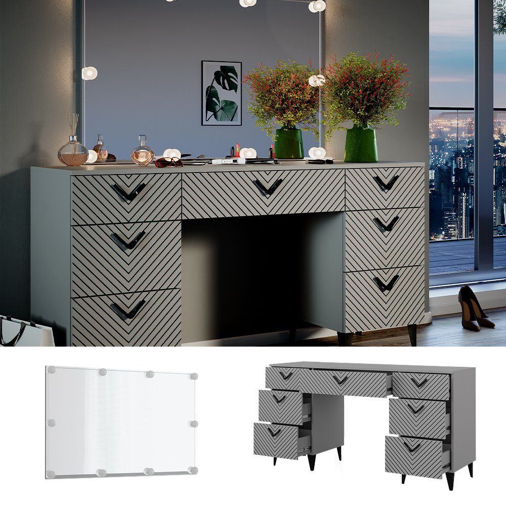 Vicco Schminktisch Anett, Grau, 150 cm günstig online kaufen