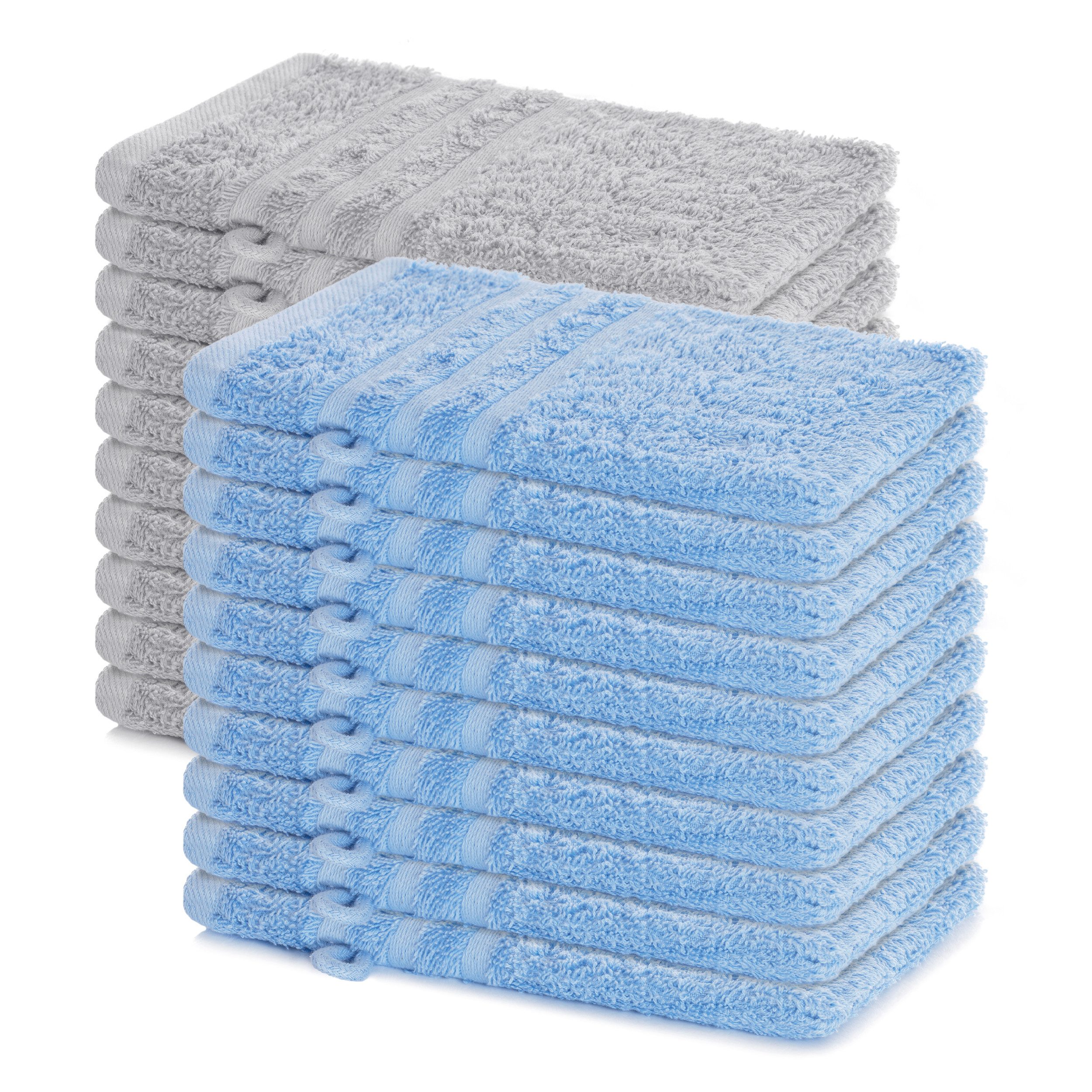 Lavea Waschhandschuh 20er Set Waschhandschuhe, 15 x 21 cm, Elena-Frottierserie, Waschlappen, (20-St), 500 g/m² Frottier, weich & saugstark, pflegeleicht