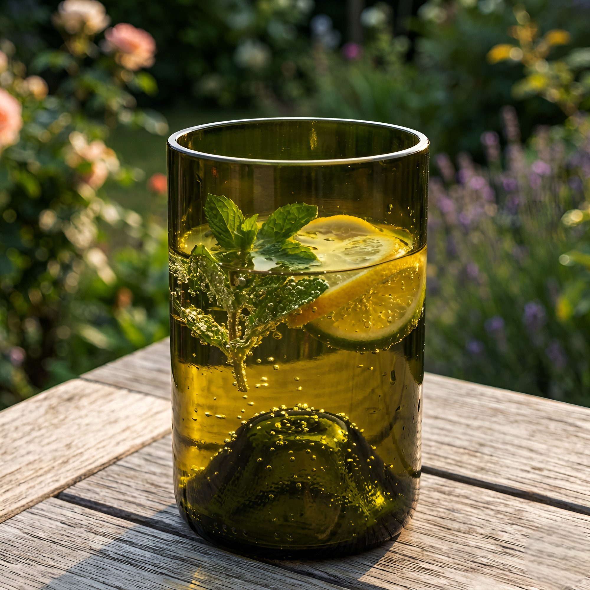 Upglassic Glas Trinkglas 300ml aus echter Weinflasche – Handgefertigtes Unikat, Upcycling-Glas aus alten Weinflaschen
