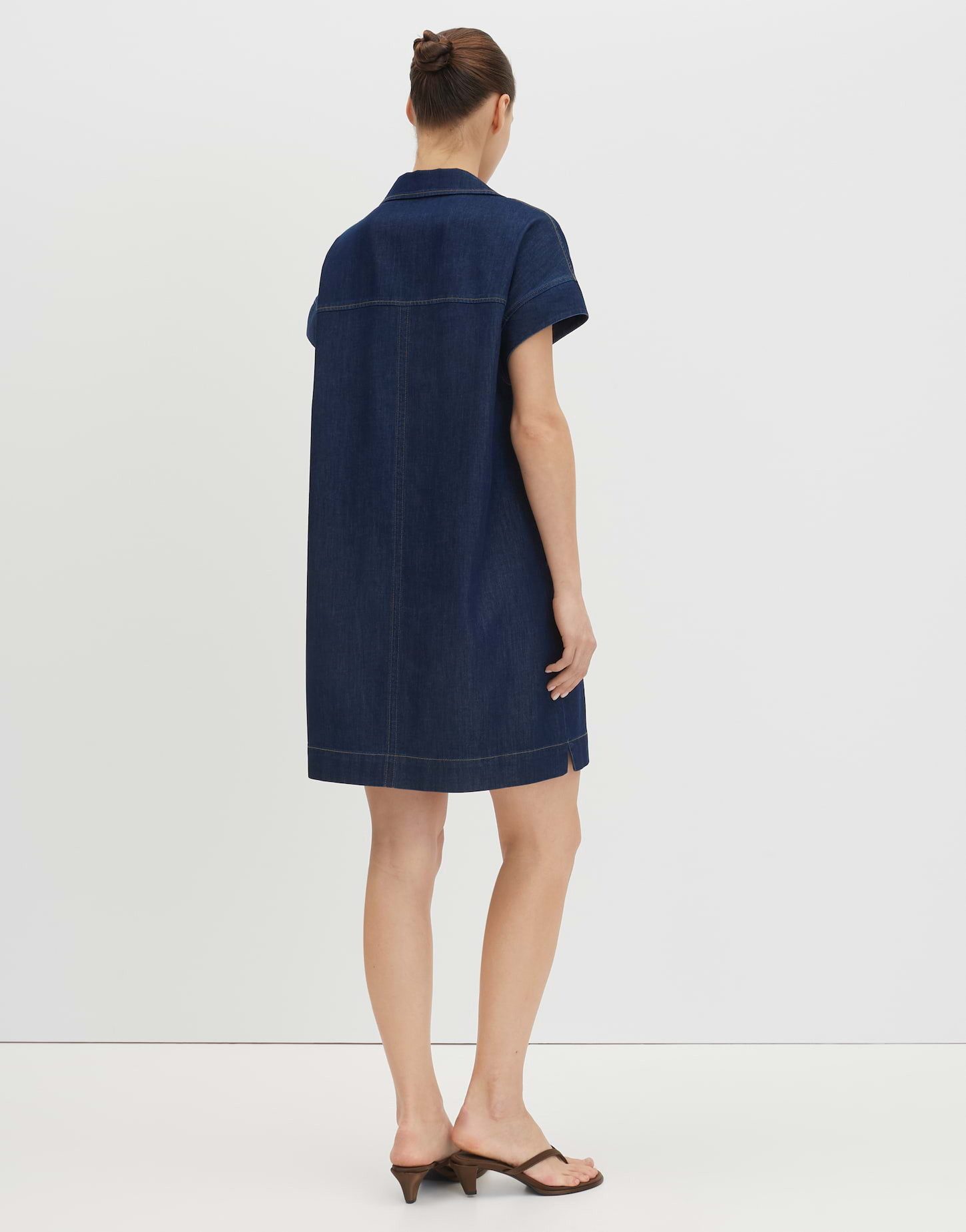 someday Minikleid Qondra aus Denim mit authentischer Waschung Mit aufgesetzten Taschen und kontraststarken Nähten