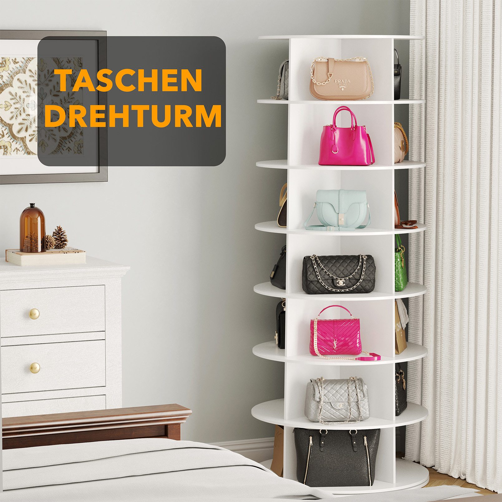 SpaceAid Bücherregal Drehbares Schuhregal, mit 5 Ebenen, 360-Grad – Bild 4 von 5