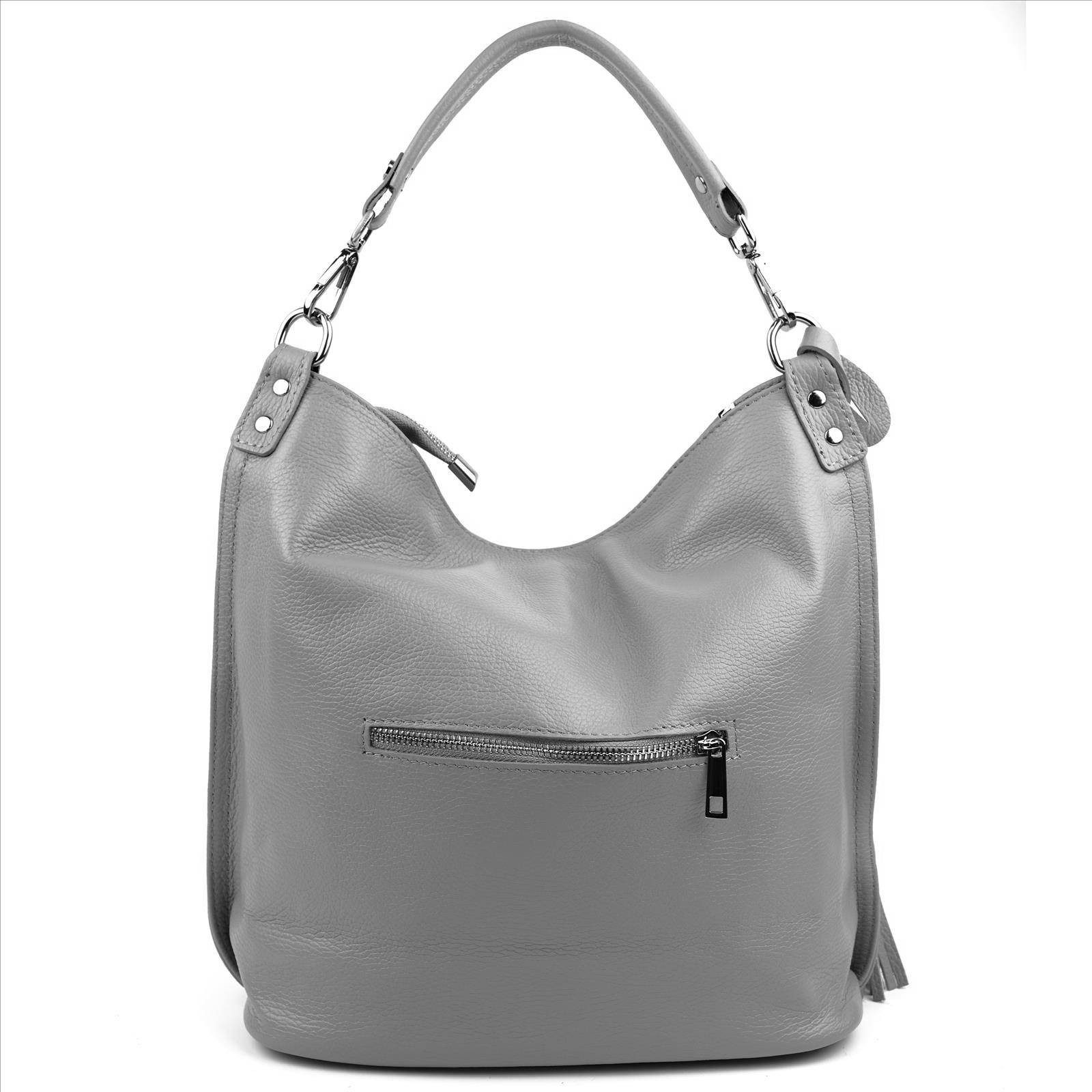 ITALYSHOP24 Schultertasche MADE IN ITALY XL Damen Nappa Leder Handtasche Shopper Umhängetasche, große 3xFach geteiltes Hauptfach, Freizeit Abend Reise Sport Urlaub