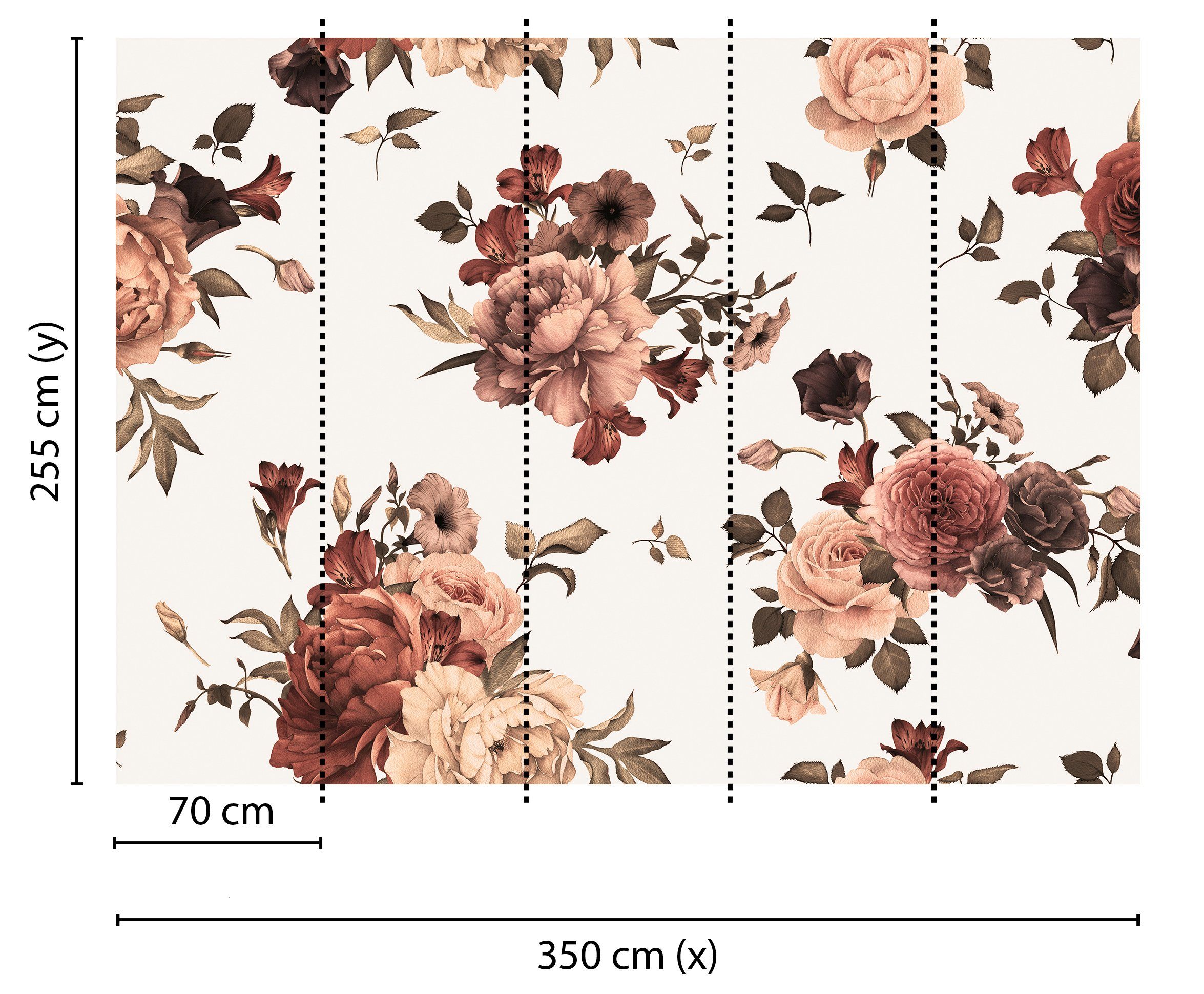 Bouquet living Decke Flower Vlies, Wand, 2, walls glatt, Designwalls Fototapete Schräge, St), (5
