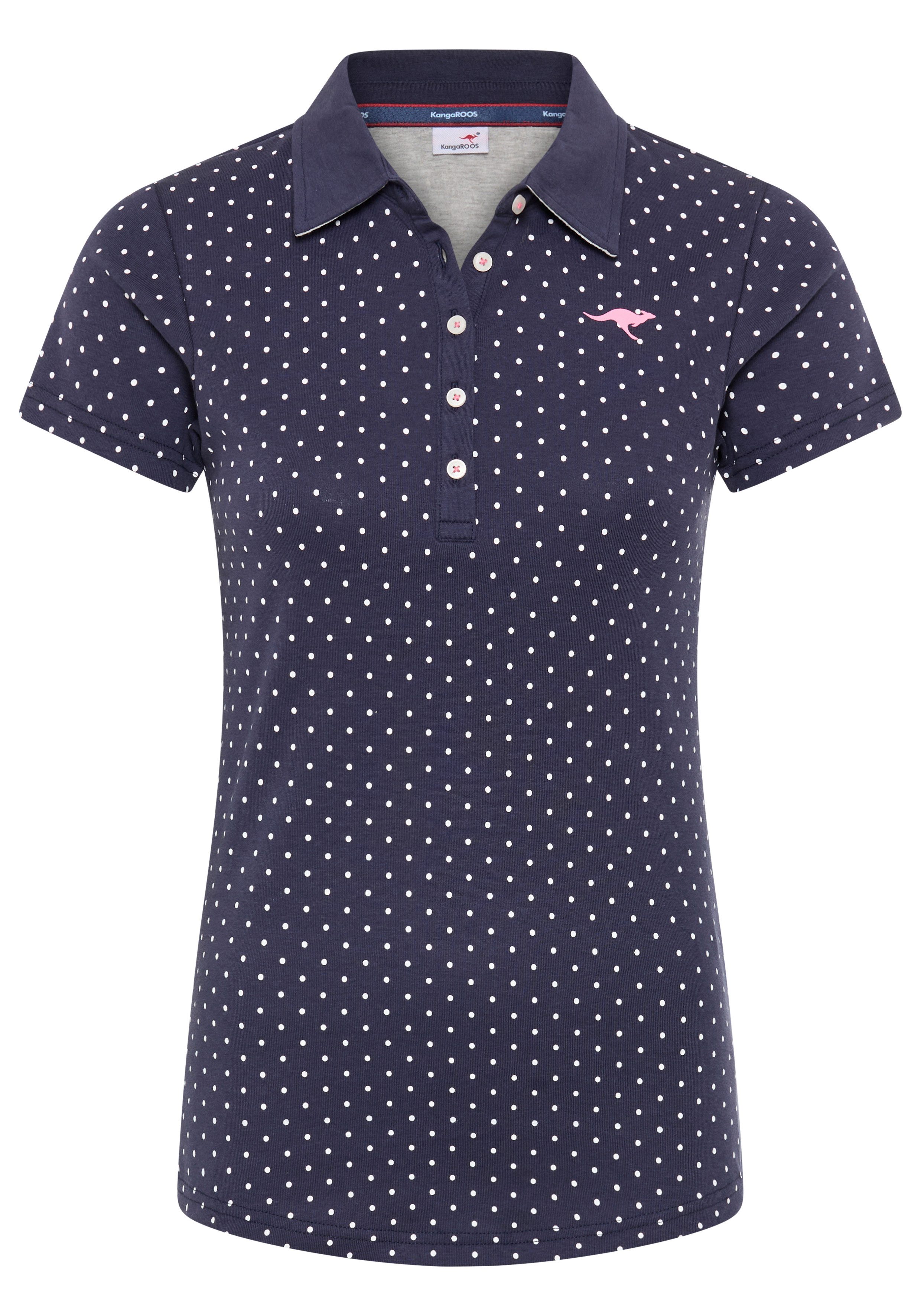 KangaROOS Poloshirt figurbetonter Schnitt, bedrucktes Punkte-Motiv, Hemdblu günstig online kaufen