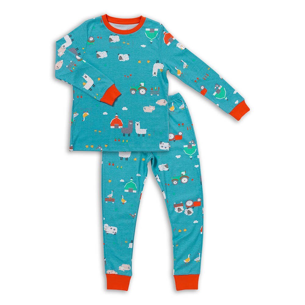 Schlummersack Pyjama Kinder-Pyjama aus Bio Baumwolle OEKO-TEX zertifiziert Bauernhof