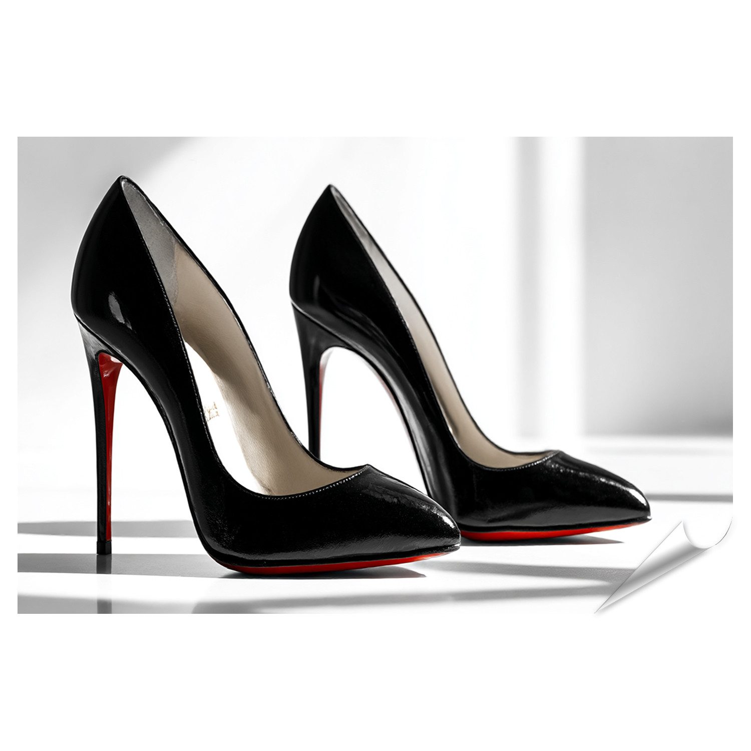 islandburner Poster Schwarze High Heels mit roter Sohle für Damen