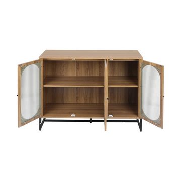 WISHDOR Sideboard Schließfächer Küchenschrank Flurschrank Kommode Anrichte, mit glass