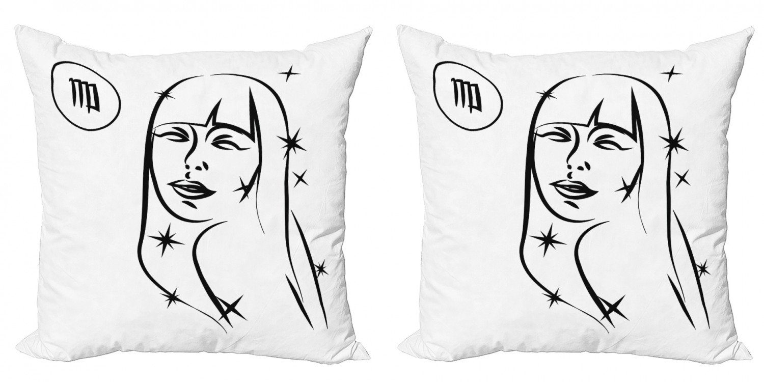 Kissenbezüge Modern Accent Doppelseitiger Digitaldruck, Abakuhaus (2 Stück), Sternzeichen Jungfrau Frau mit Sternen