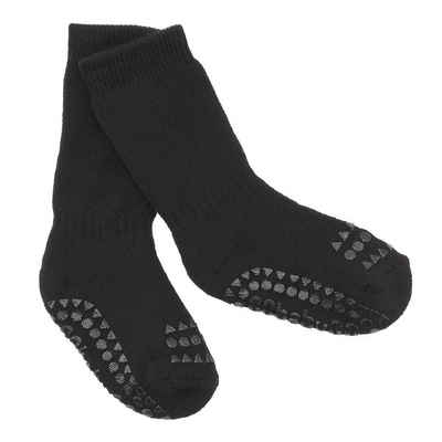 GoBabyGo ABS-Socken Kinder Stoppersocken (Black Schwarz) - Rutschfeste Baby Krabbel Socken - Kleinkinder Strümpfe mit antirutsch Gummi Noppen