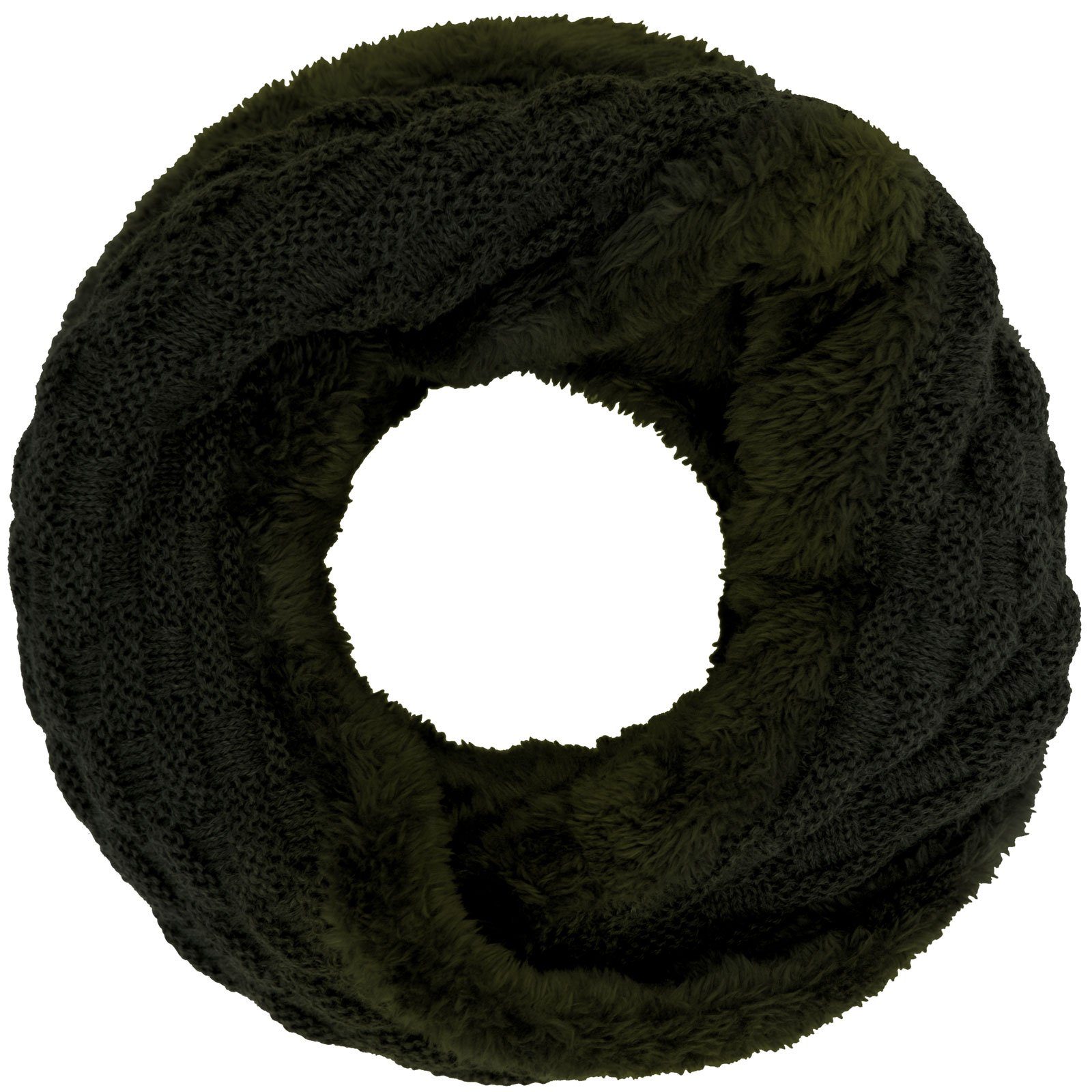 compagno Loop, (1-St), Winterschal Damen Loop gefüttert Winter Schal Loopschal Strickschal oliv