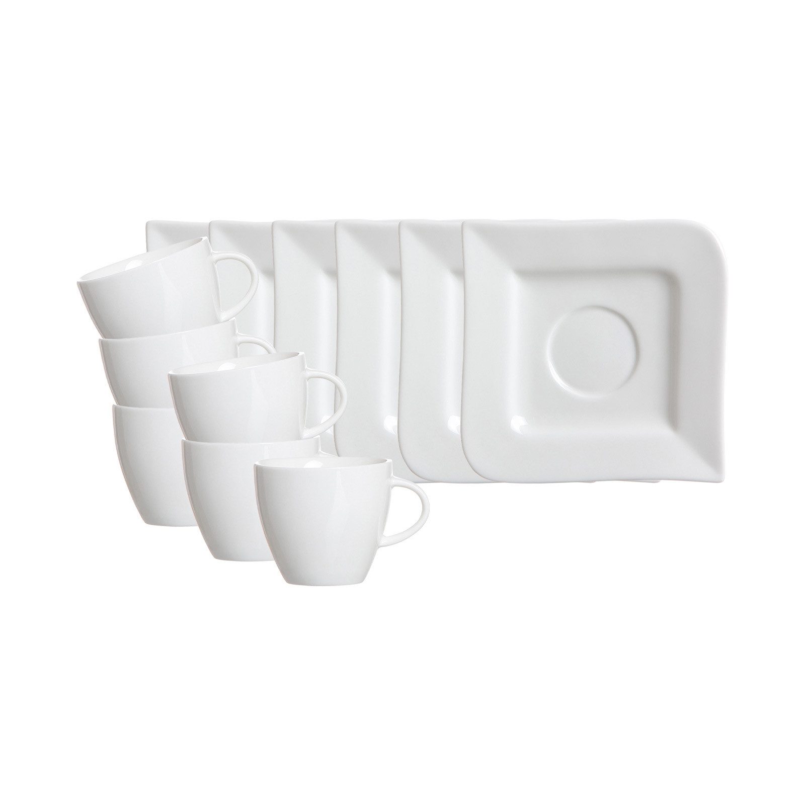 Ritzenhoff & Breker Tasse Melodie Espressotassen mit Untertassen 80 ml, 12-tlg., Porzellan