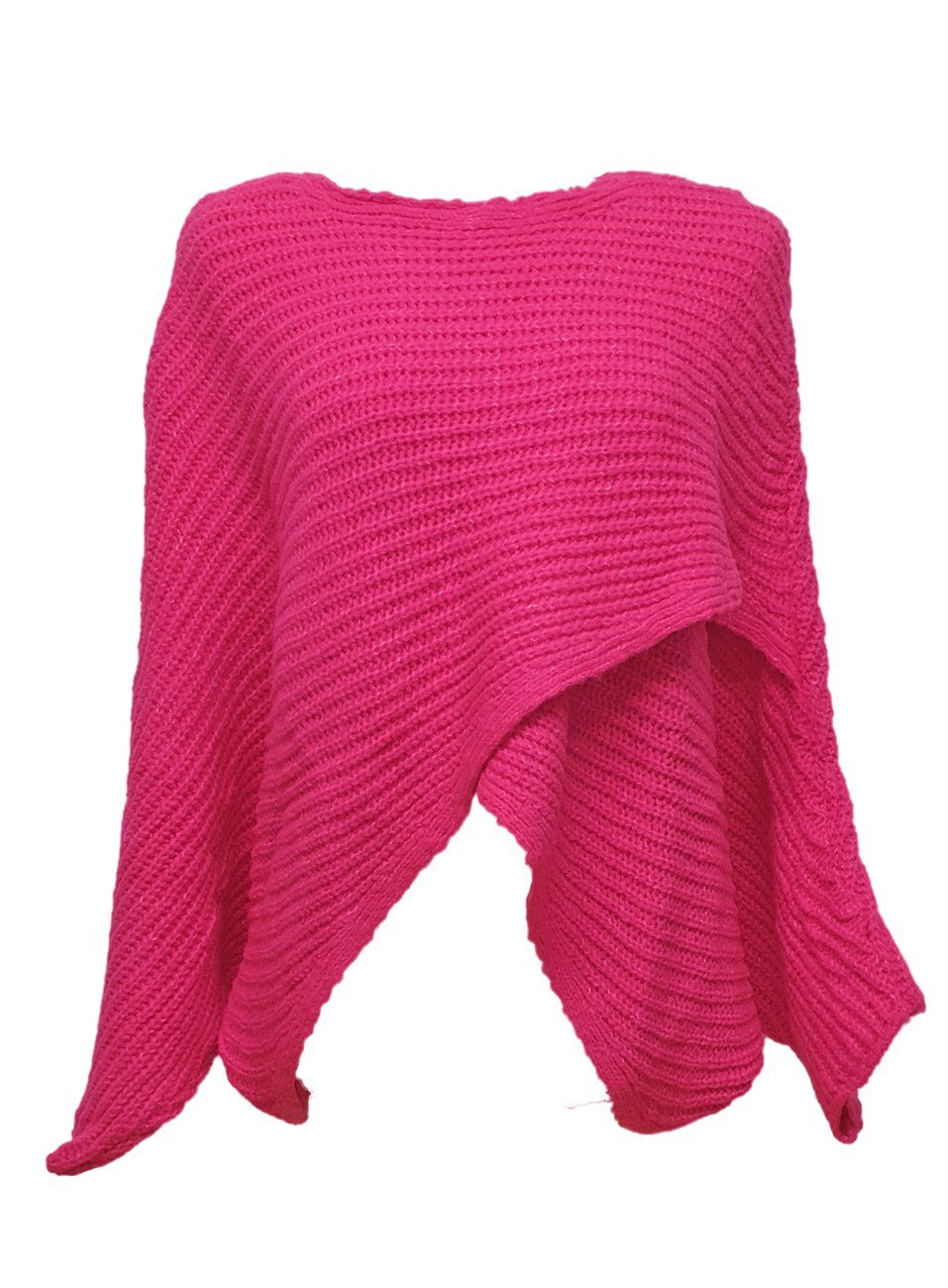 Charis Moda Fledermauspullover Pullover im Poncho Stil mit Fledermausärmel Pink