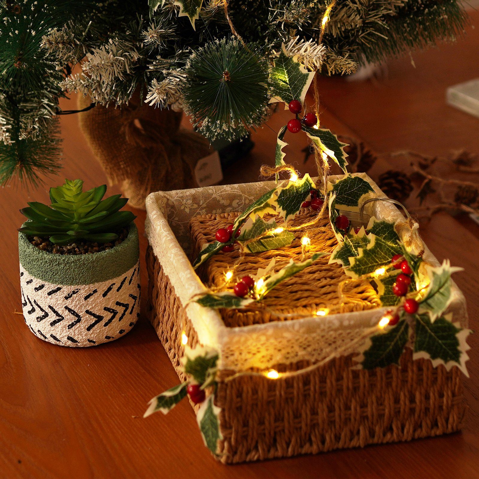 BIGTREE Christbaumschmuck LED Weihnachtslichterketten, für Weihnachtsbaum Blätter | Dekohänger