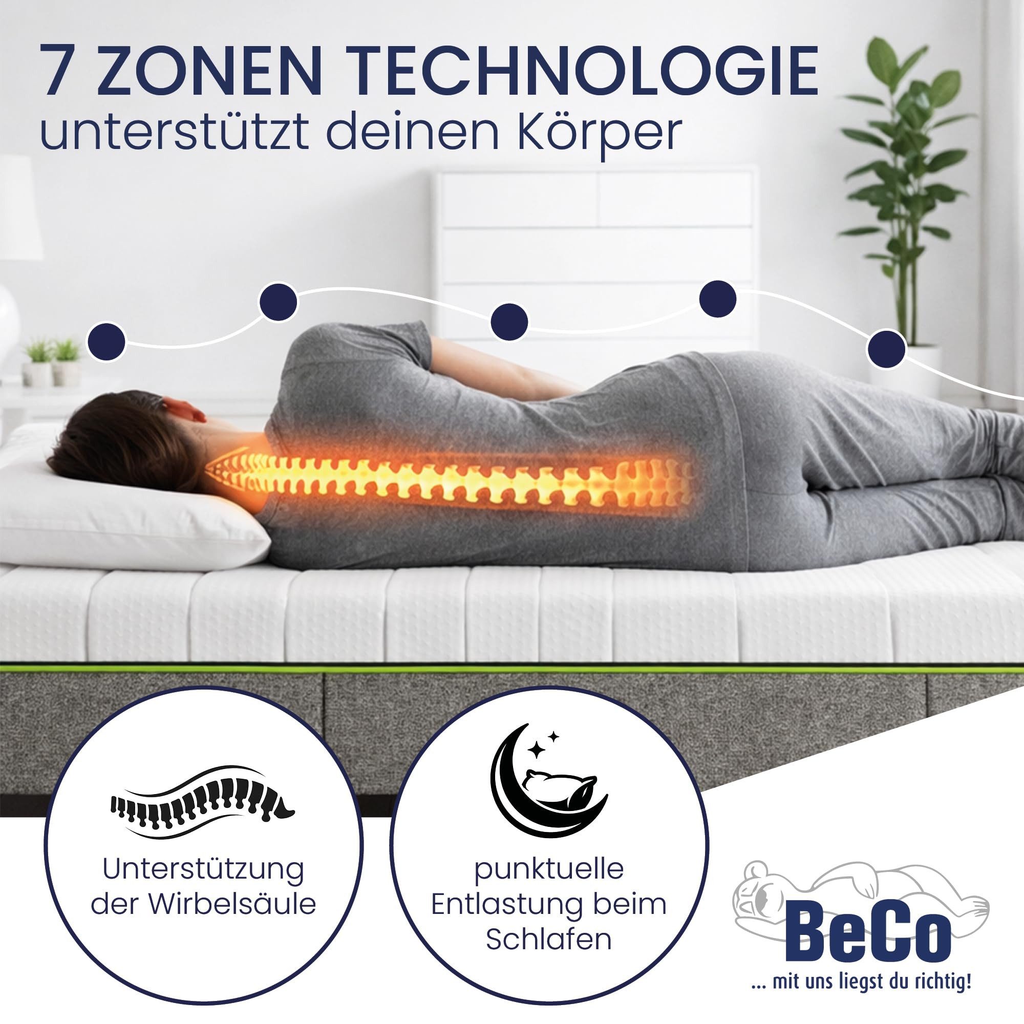 Taschenfederkernmatratze Feel like Latex, Beco, 24 cm hoch, innovative PUR like Latex Auflage, "Sehr gut" getestet – Bild 4 von 5