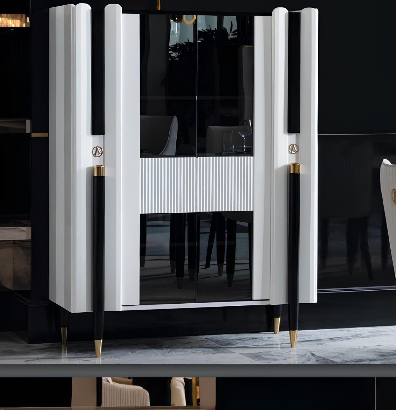 Xlmoebel Vitrine Esszimmer Anrichte aus Holz mit Glasfront für Wohnzimmer (1-St., Vitrine aus Holz mit Glasfront) Made in Europa