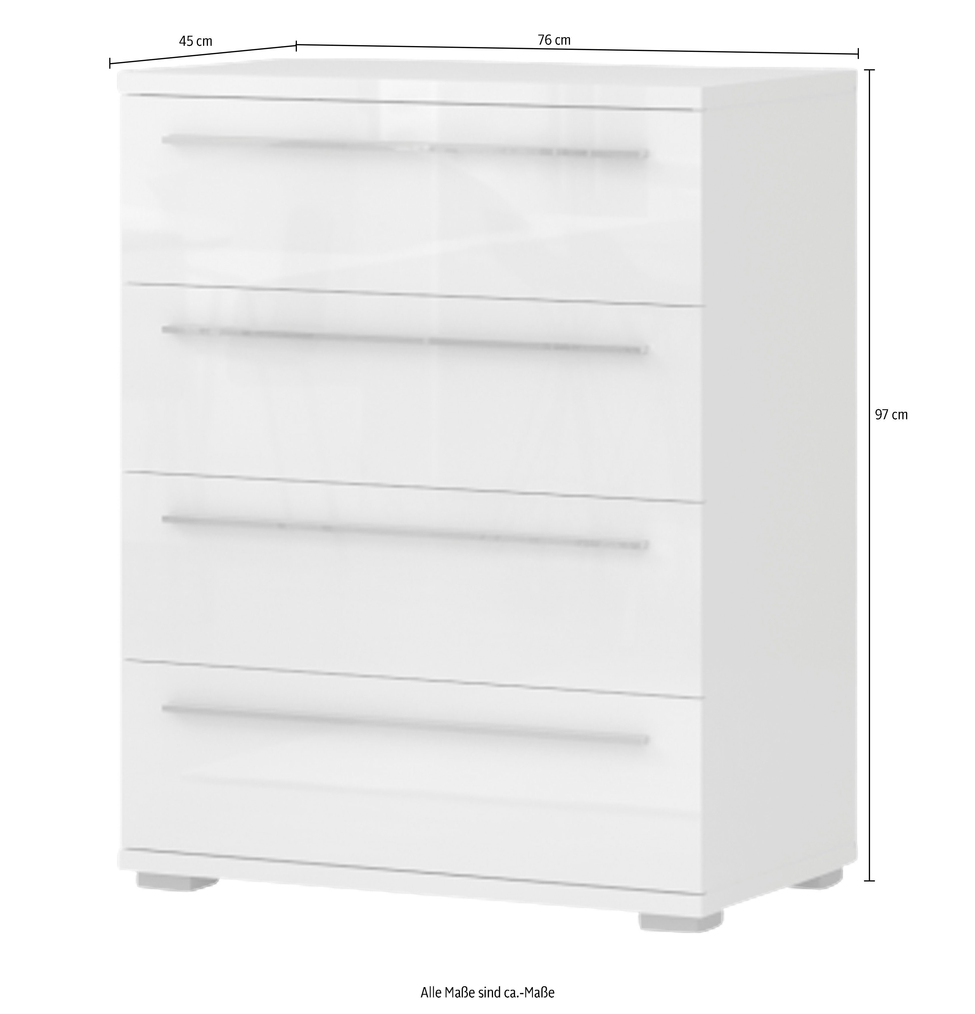 OTTO home Schubkastenkommode Piano, mit 4 oder 5 Schubladen, FSC-zertifizierter Holzwerkstoff, UV lackiert hochglänzend,Soft-Close Funktion, in 2 Breiten und 2 Höhen
