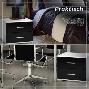 VENDOMNIA Nachttisch Nachtschrank 2er Set - 40x40x35 cm (Farbwahl, Nachtkommode, Ablagetisch, Schlafzimmer Nachtkommode für Boxspringbett), Griffe aus Metall - MDF - 2 Schubladen