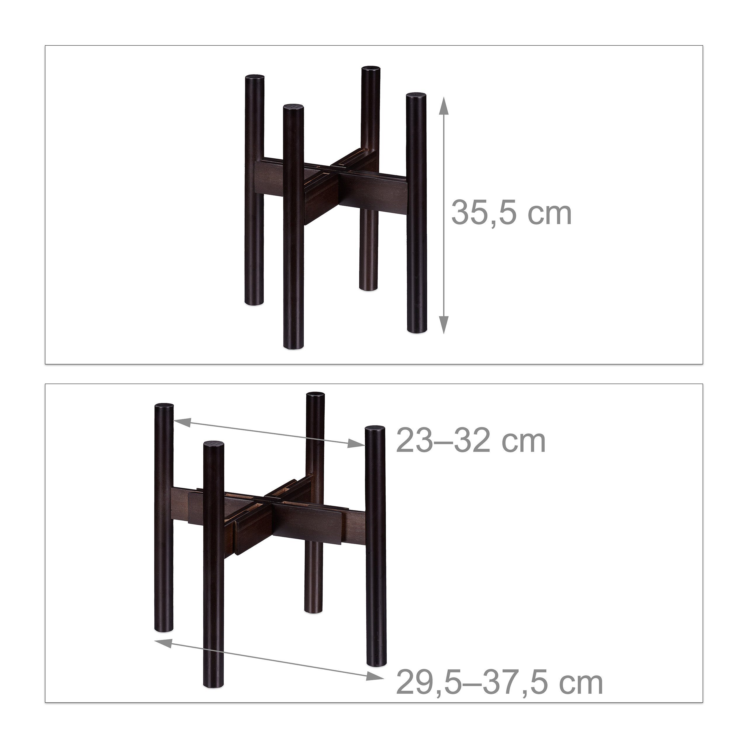 relaxdays Blumenständer braun Bambus verstellbar Blumenständer