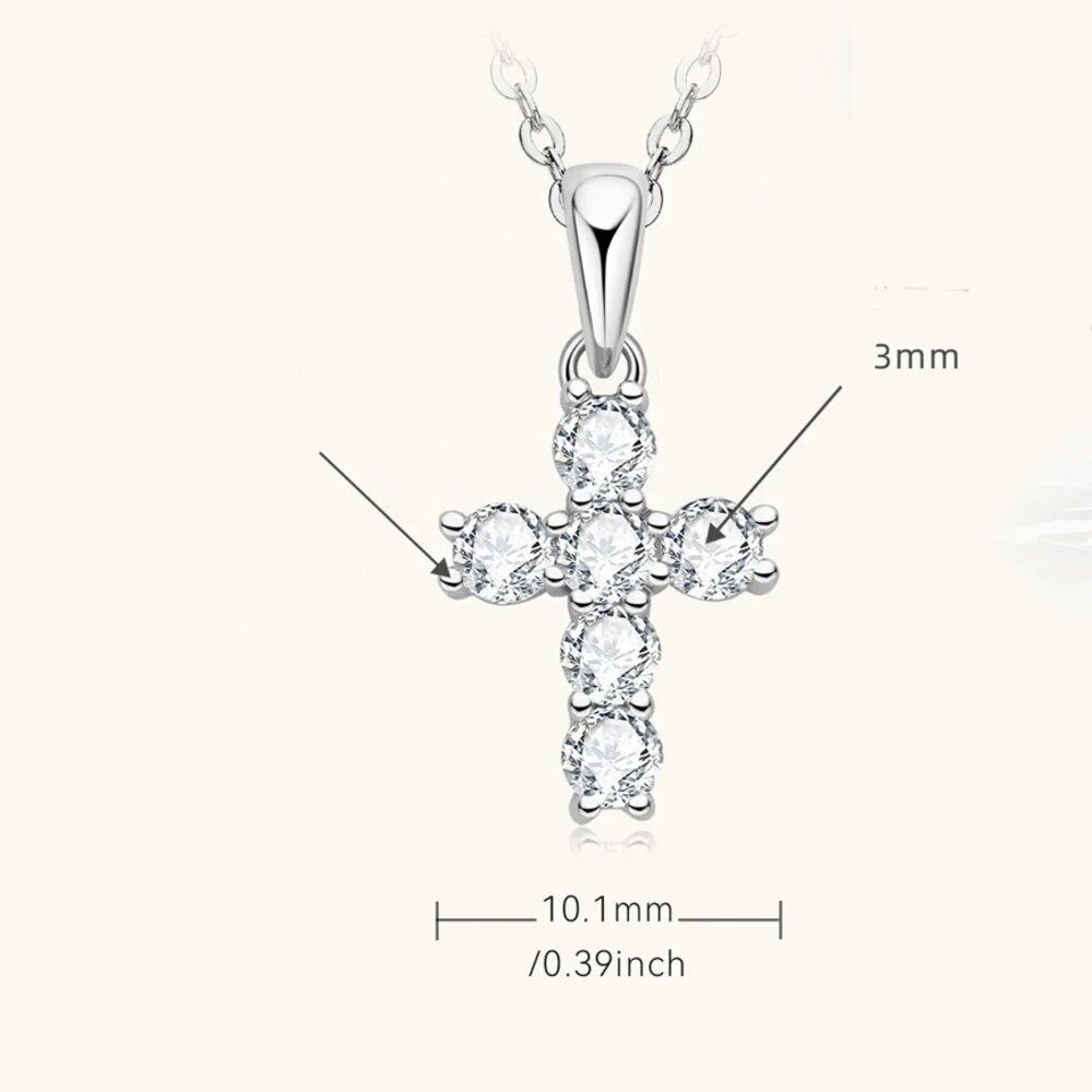 ROUGEMONT Kreuzkette Funkelnde Kreuzkette Damen Moissanit Halskette 925 Silber 18K Gold, Hypoallergen