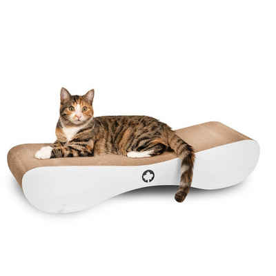 Canadian Cat Company Kratzpappe Satellite 2.0 - hellgrau, (Qualitäts-Kratzbrett, 1-tlg., XL Kratzmöbel mit Katzenminze), ergonomische Form