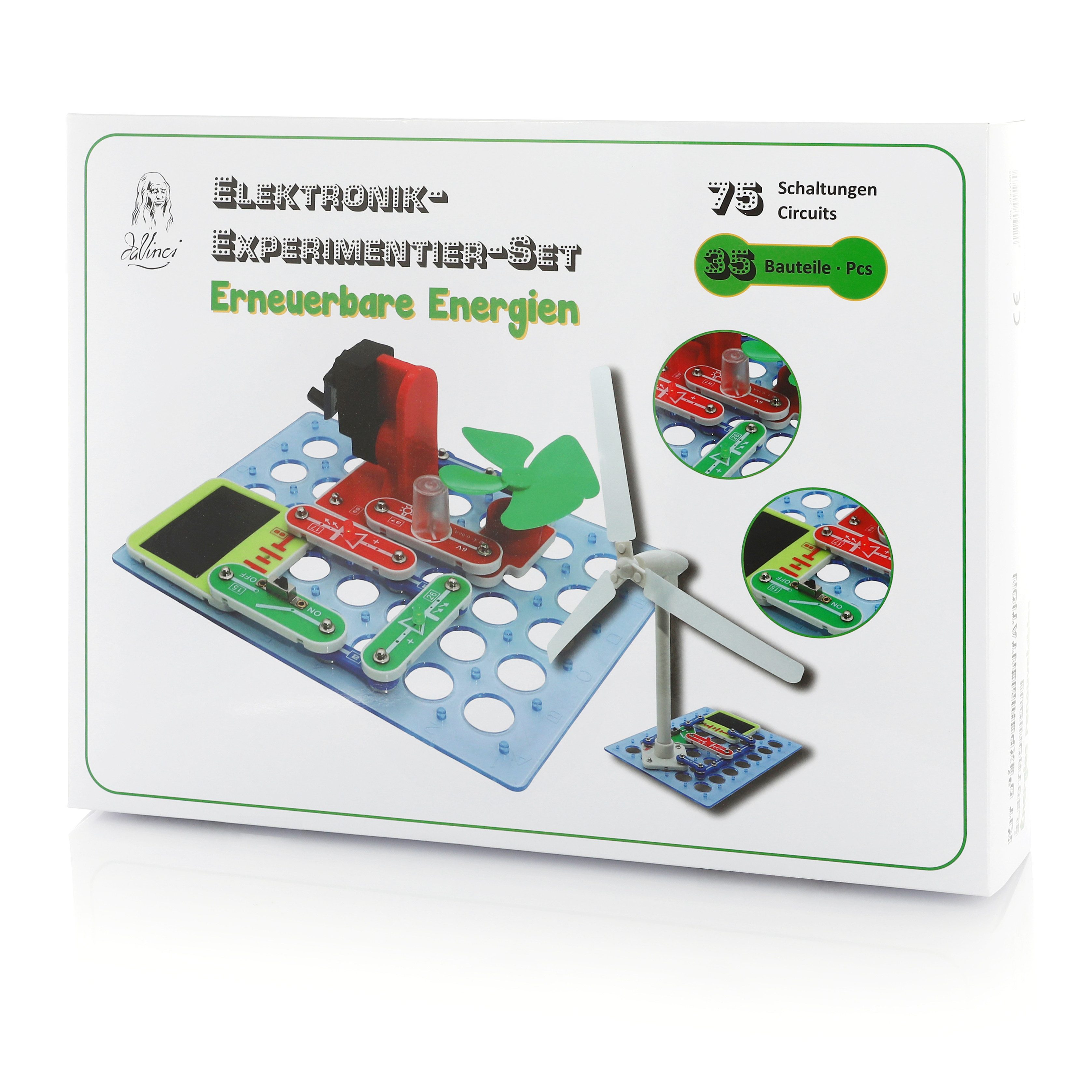 BLS GmbH Experimentierkasten Elektronik-Experimentier-Set Erneuerbare Energien, 75 Schaltungen, (Packung, 1-tlg)