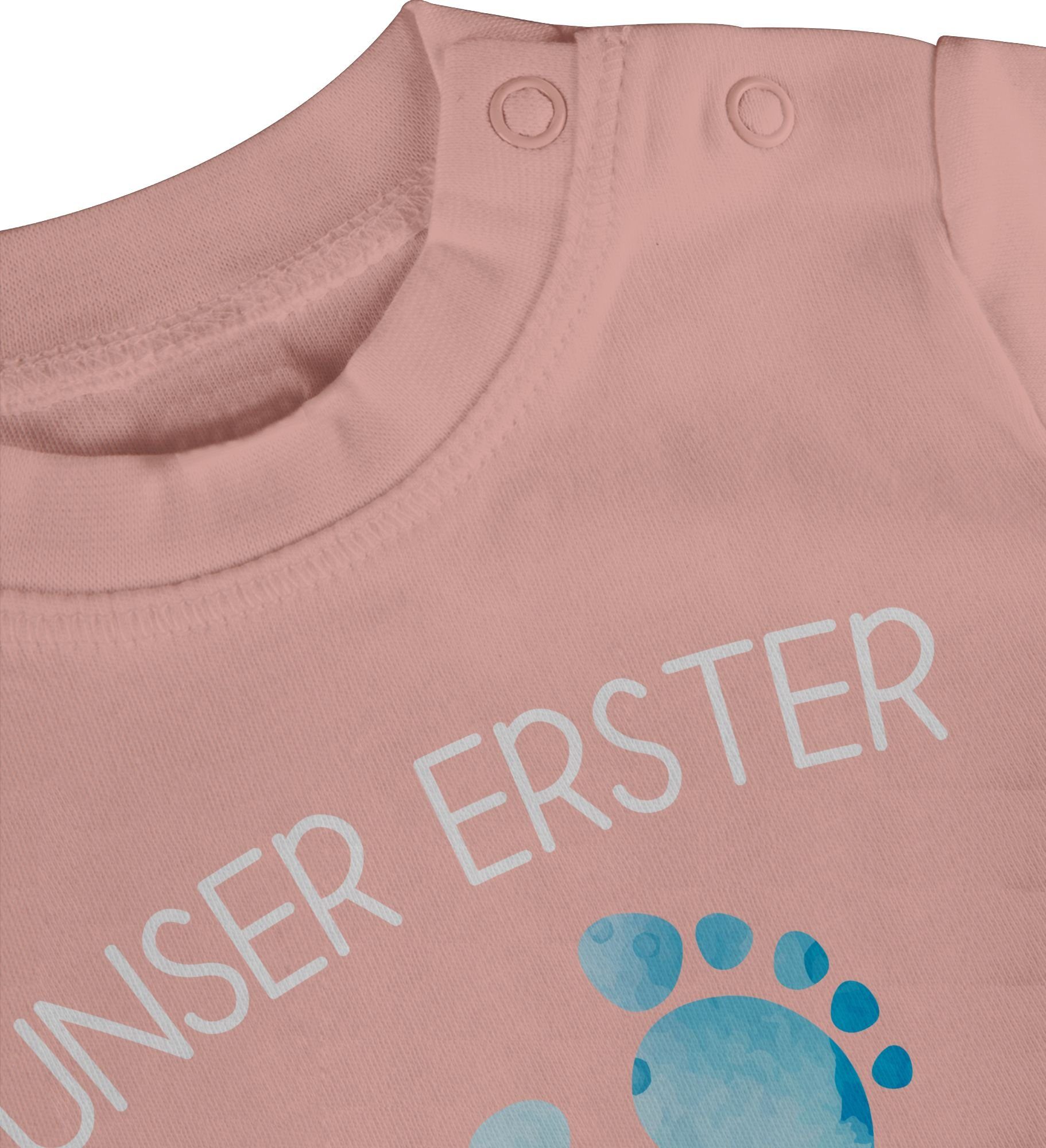 Füße Babyrosa Muttertag erster Muttertagsgeschenk Shirtracer Unser blau Aquarell T-Shirt 3