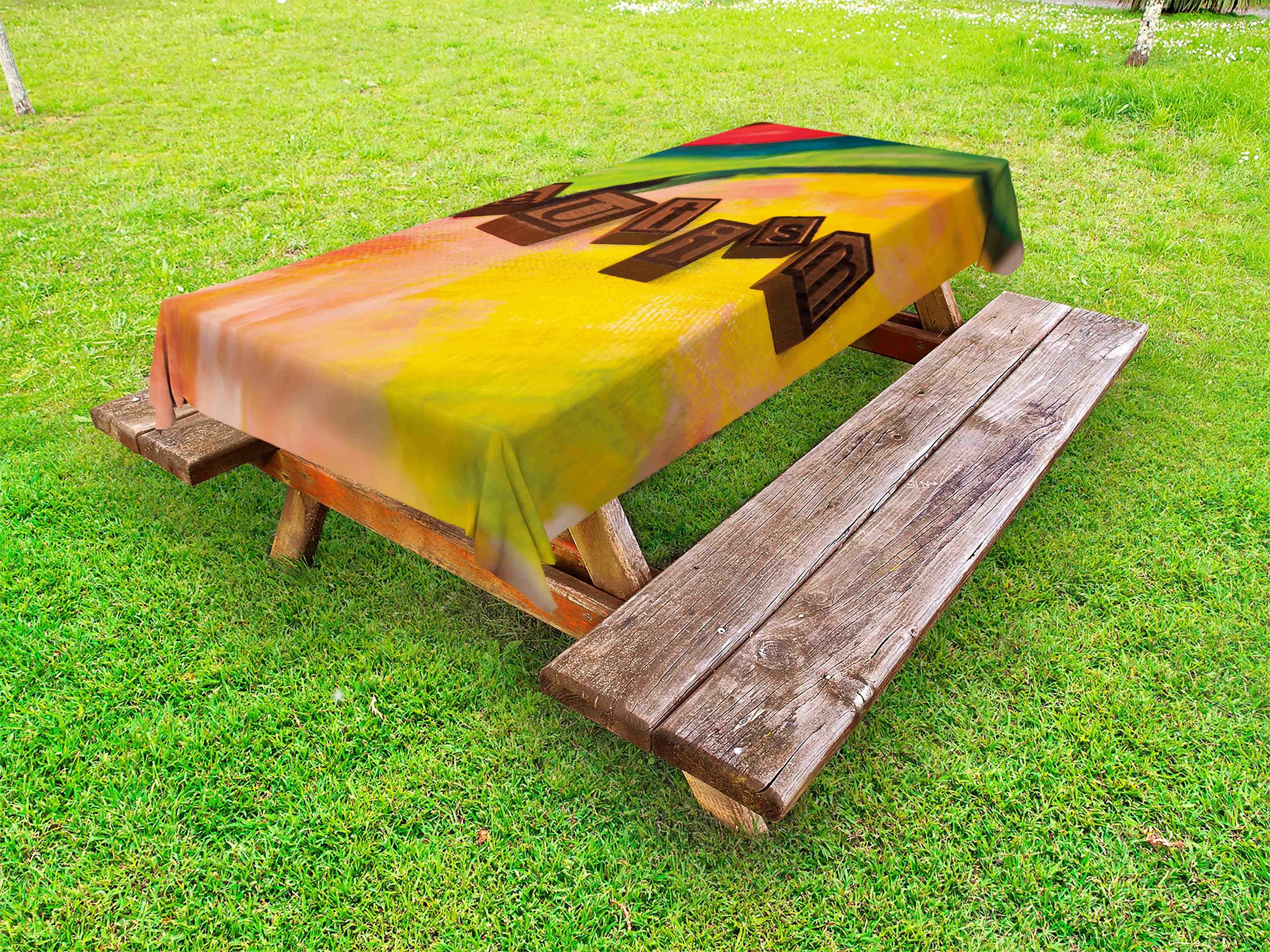 Abakuhaus Tischdecke dekorative waschbare Picknick-Tischdecke, Autismus Wortlaut auf einer bunten Leinwand