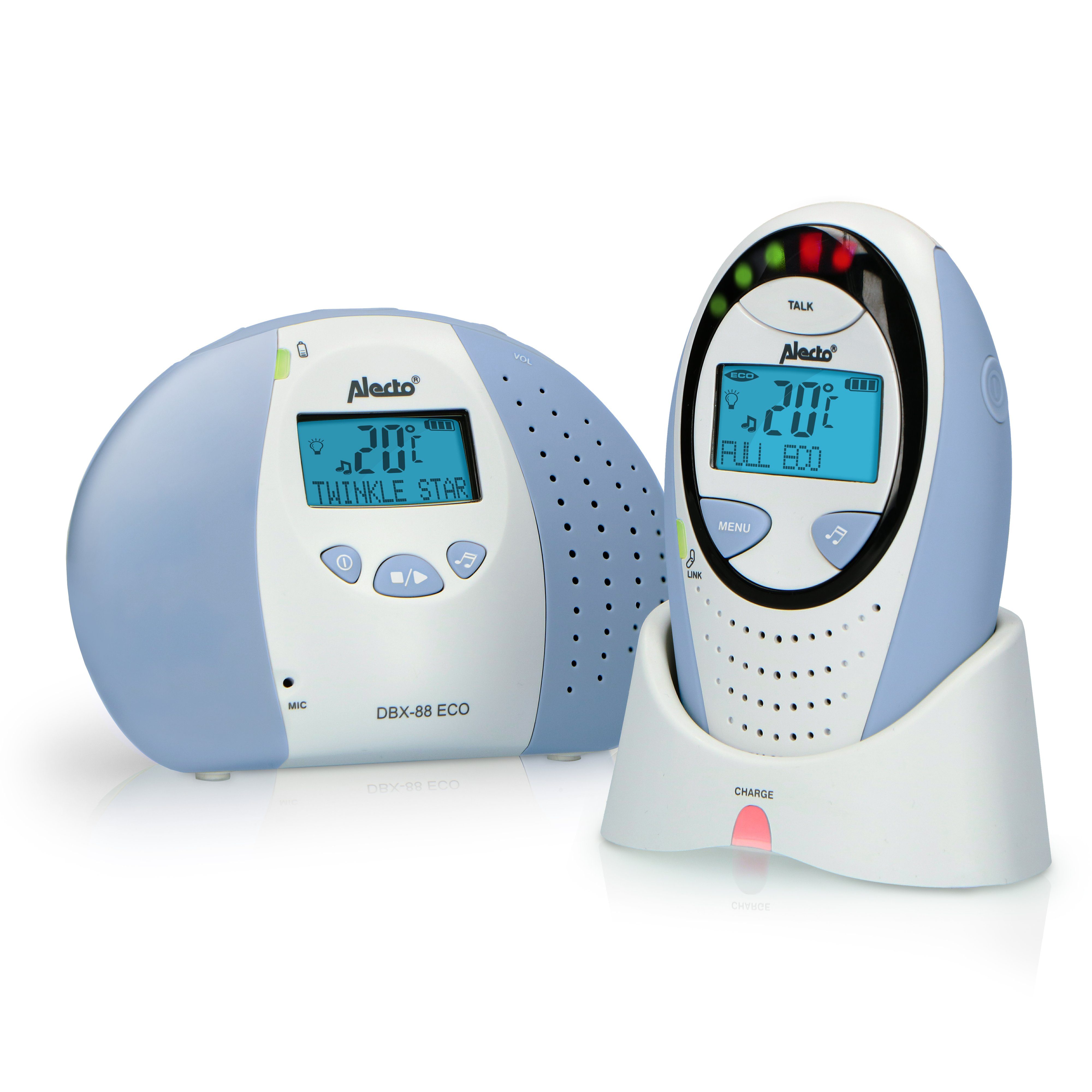Alecto Babyphone DBX-88 ECO, 1-tlg., Störungsfreier Klang & ECO, Nachtlicht & Schlaflieder integriert