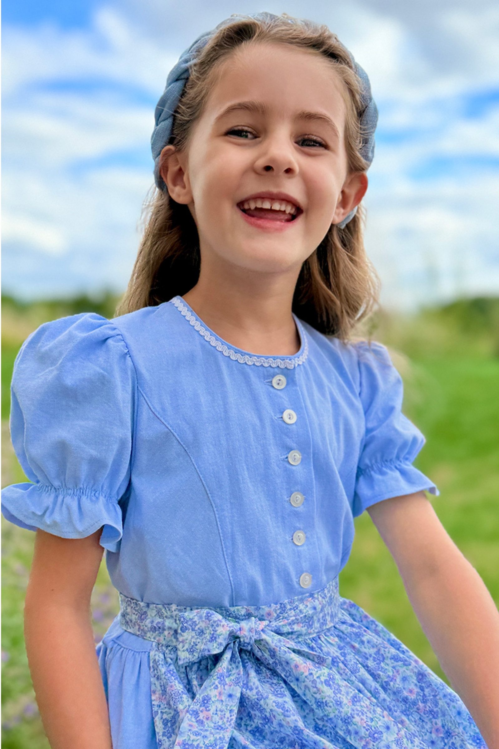 Isar-Trachten Dirndl Kinderdirndl 2tlg. - LIVIA - hellblau