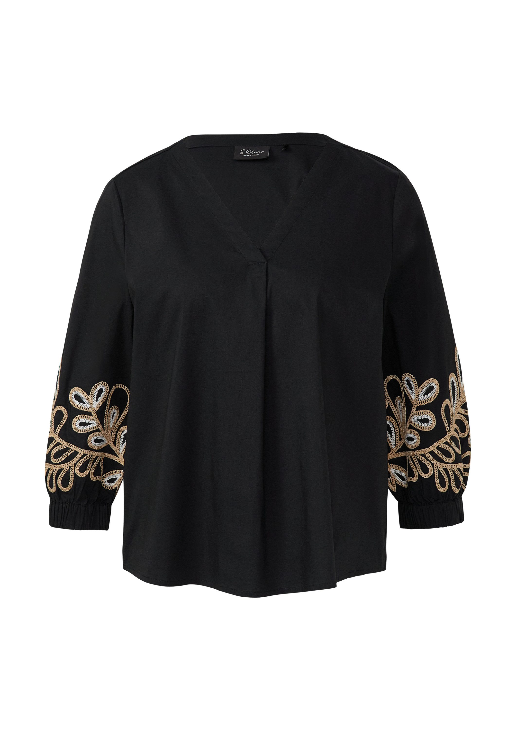 s.Oliver Kurzarmbluse Bluse Popeline-Bluse mit Stickerei günstig online kaufen