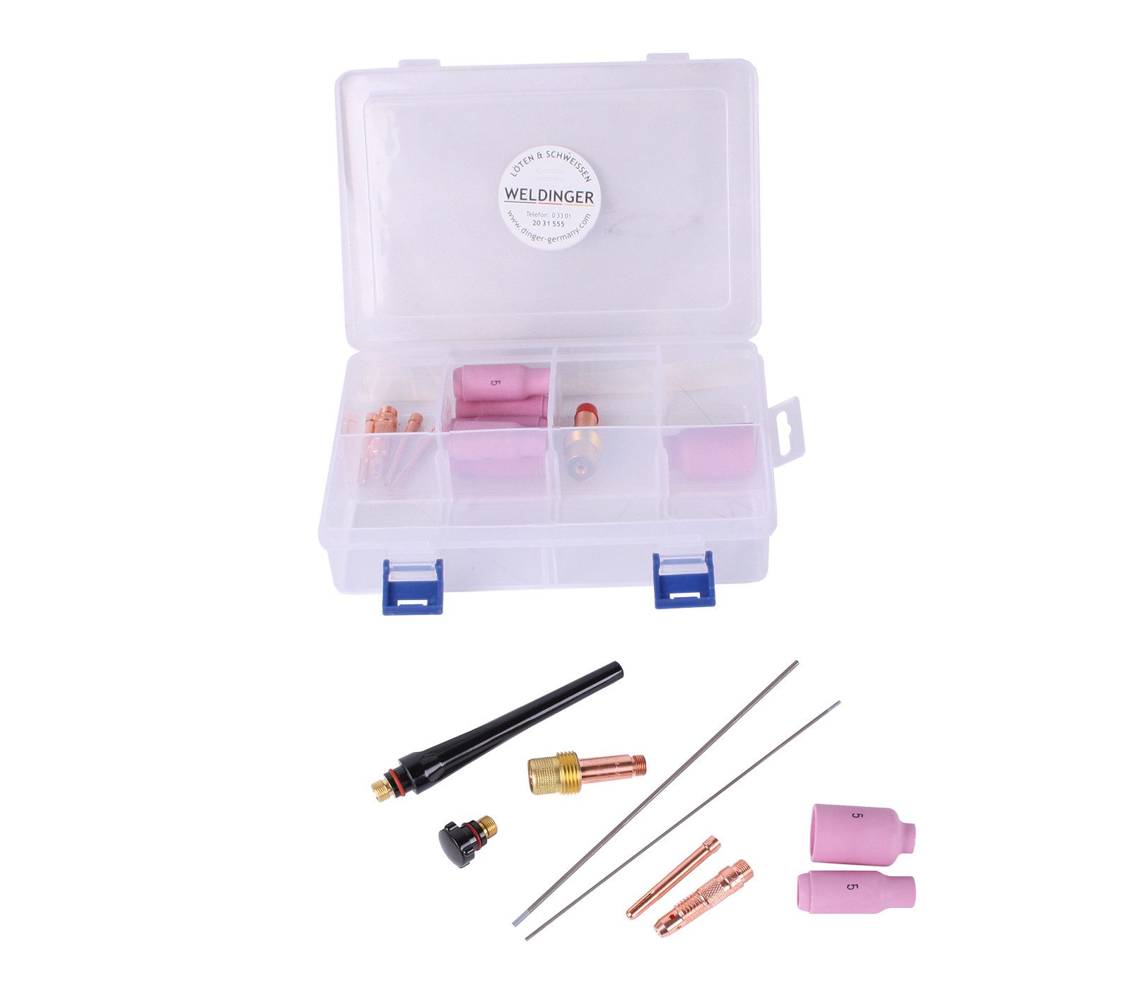 WELDINGER Gasdüse WIGSET1 für - WIG Schweißgarnitur Typ17 - Zubehörset /18/26/45V25, Packung, 22-St.