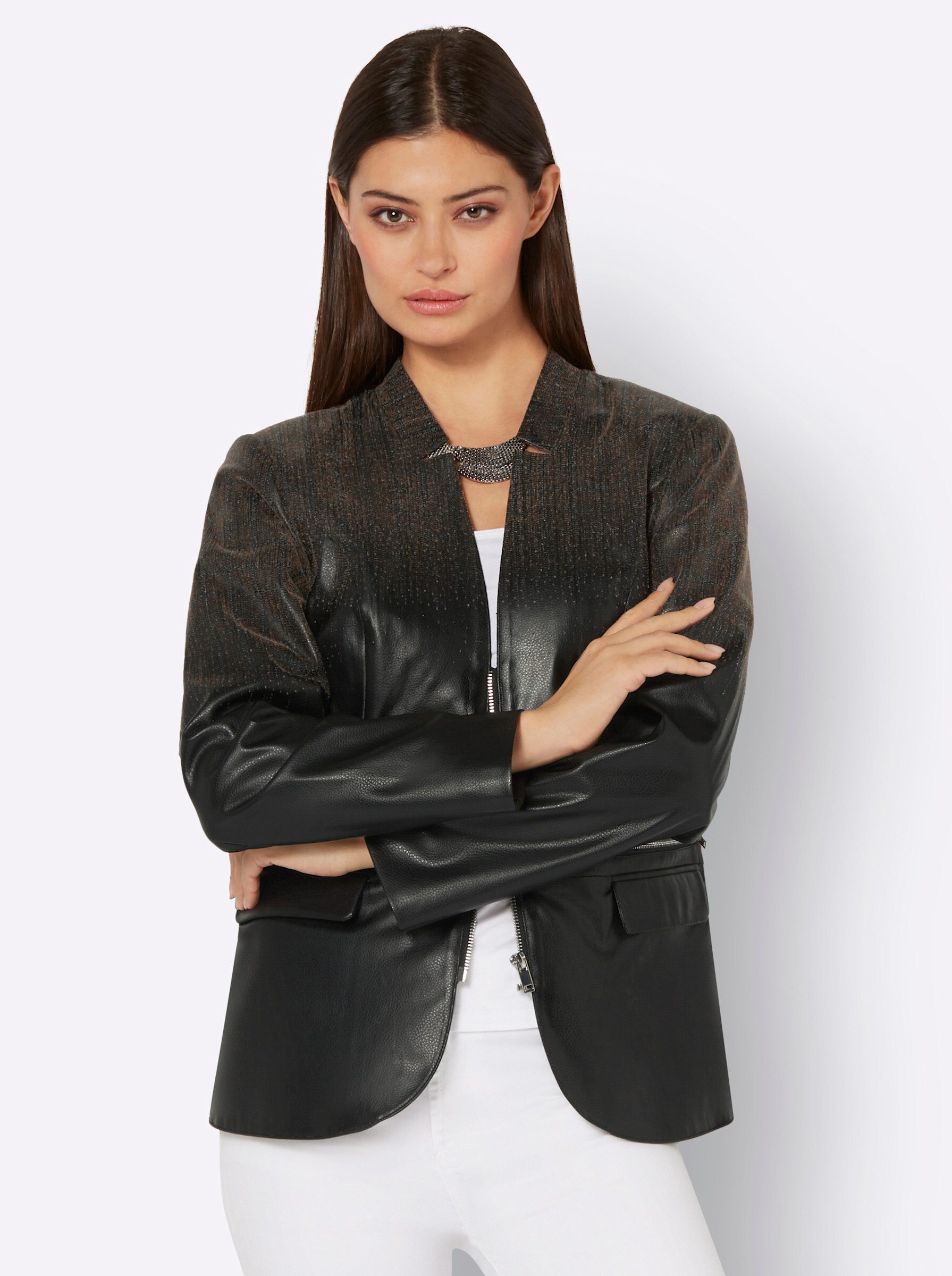 Blusenblazer Lederimitat-Blazer