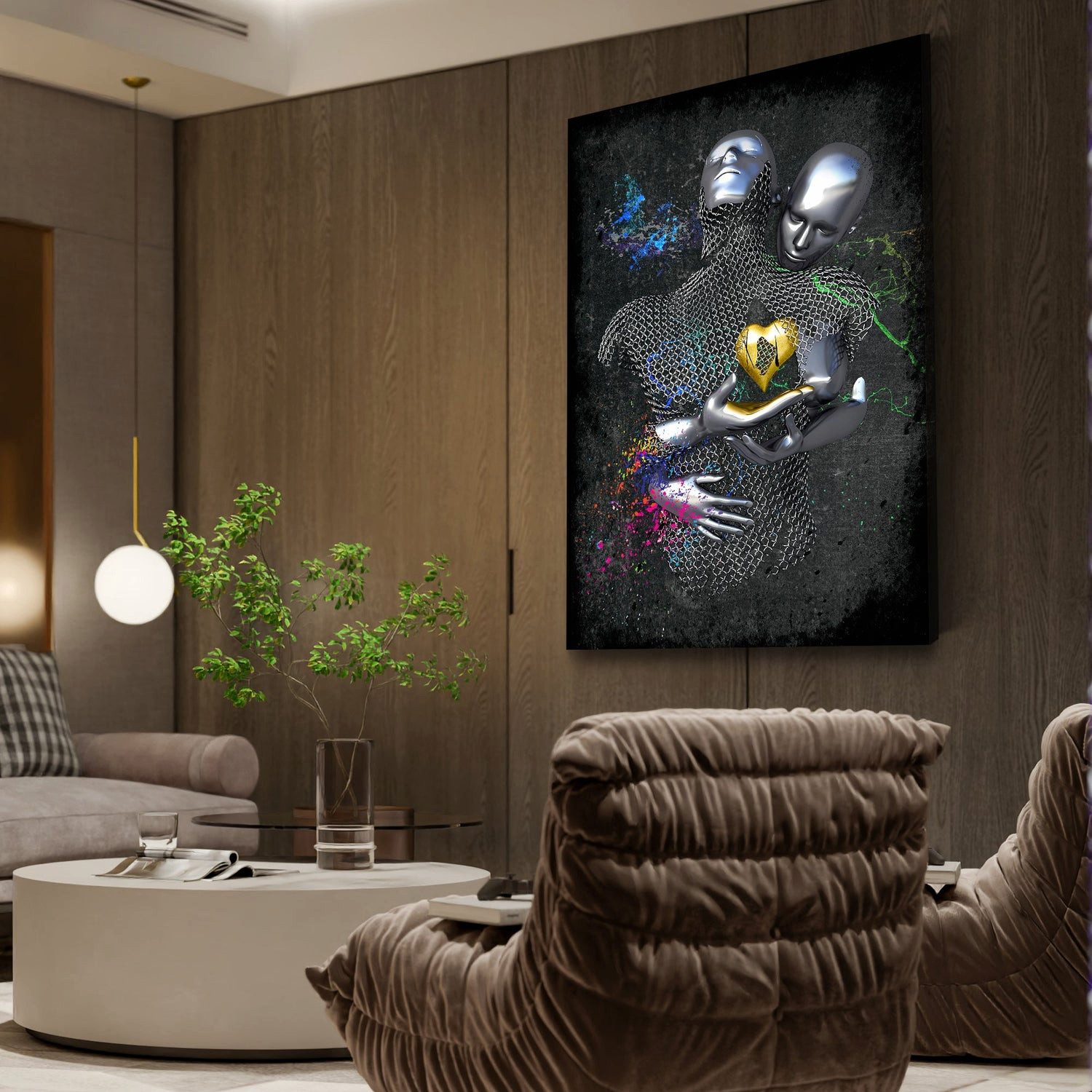 Artedinoi Leinwandbild Abstract Metallfiguren Herz Leinwandbild günstig online kaufen