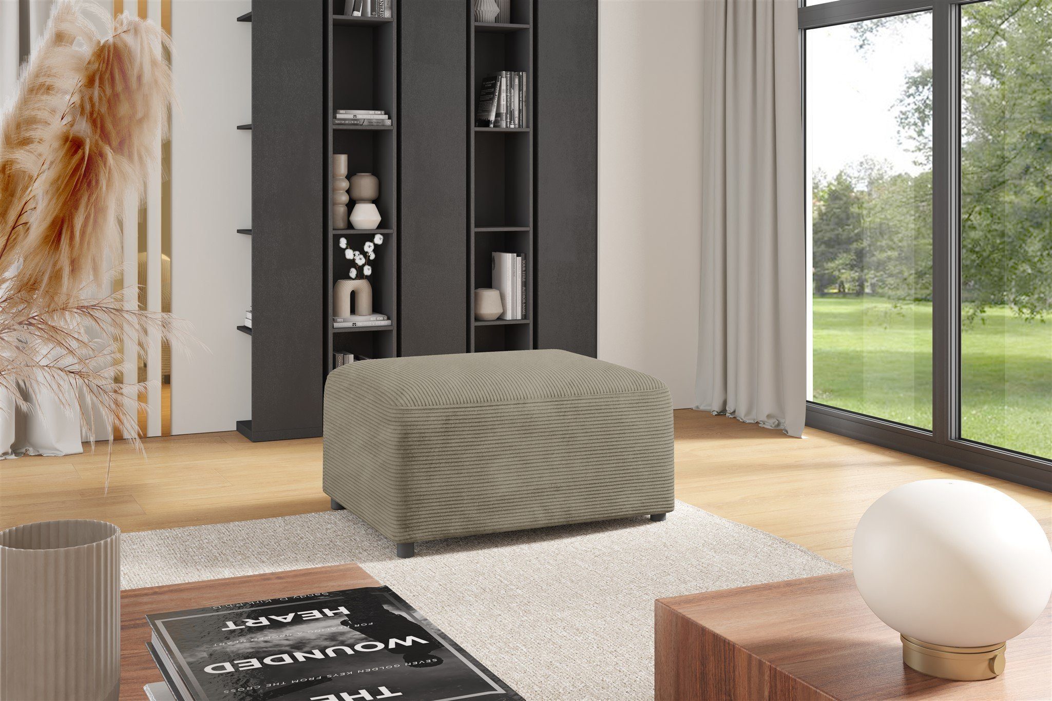 Fun Möbel Polsterhocker Designerhocker MEGAN in Stoff Poso, Rundumbezug