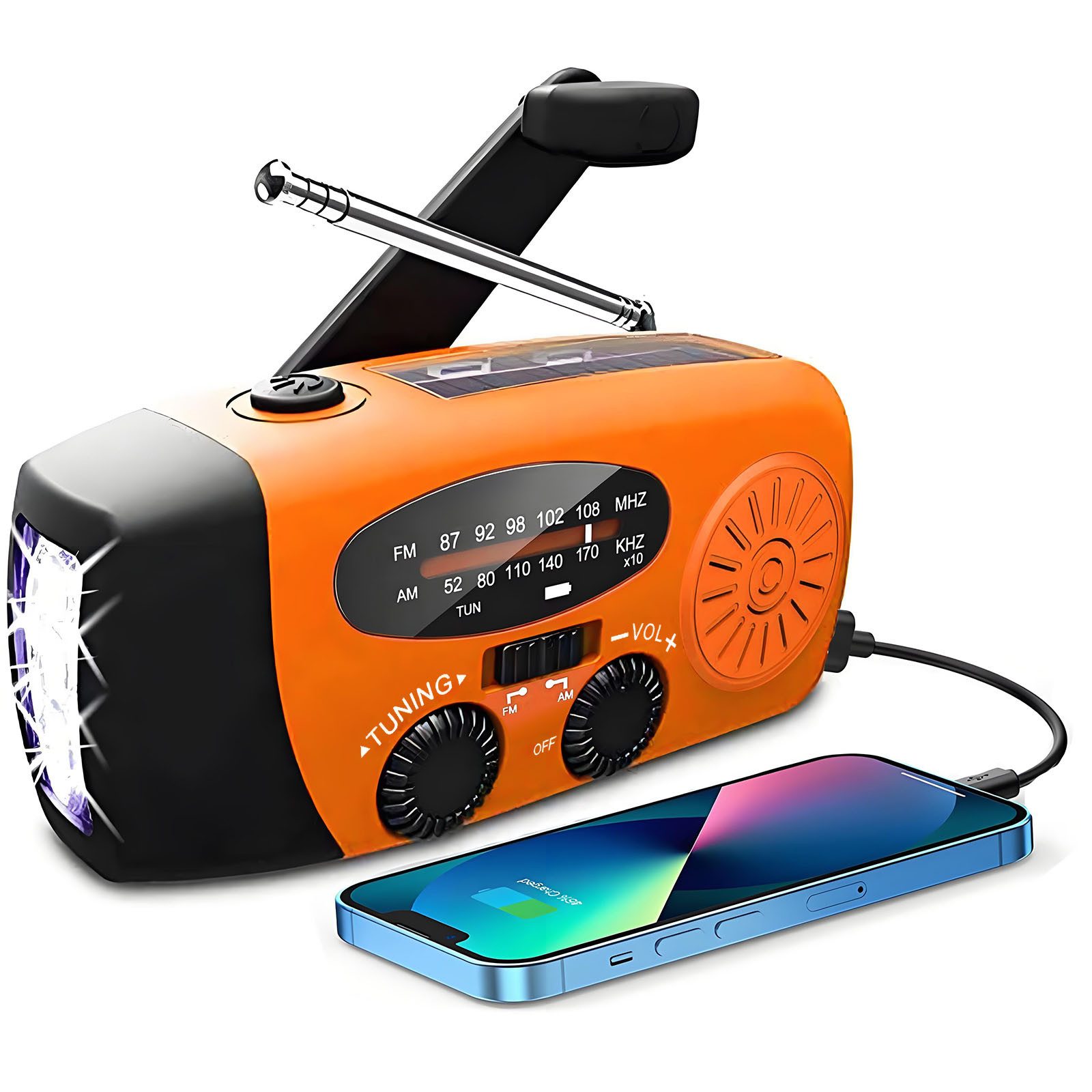 Solarbaby Solar Radio, AM/FM Kurbelradio mit Handy Ladefunktion Notfallradio Notfallradio