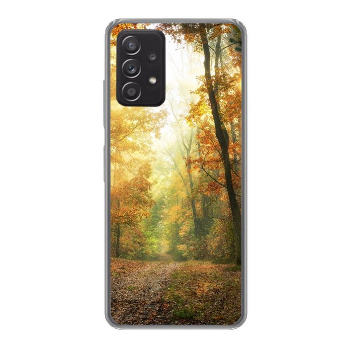 MuchoWow Handyhülle Wald - Herbst - Sonne - Landschaft - Natur - Bäume - Laub Handyhülle Telefonhülle Samsung Galaxy A73