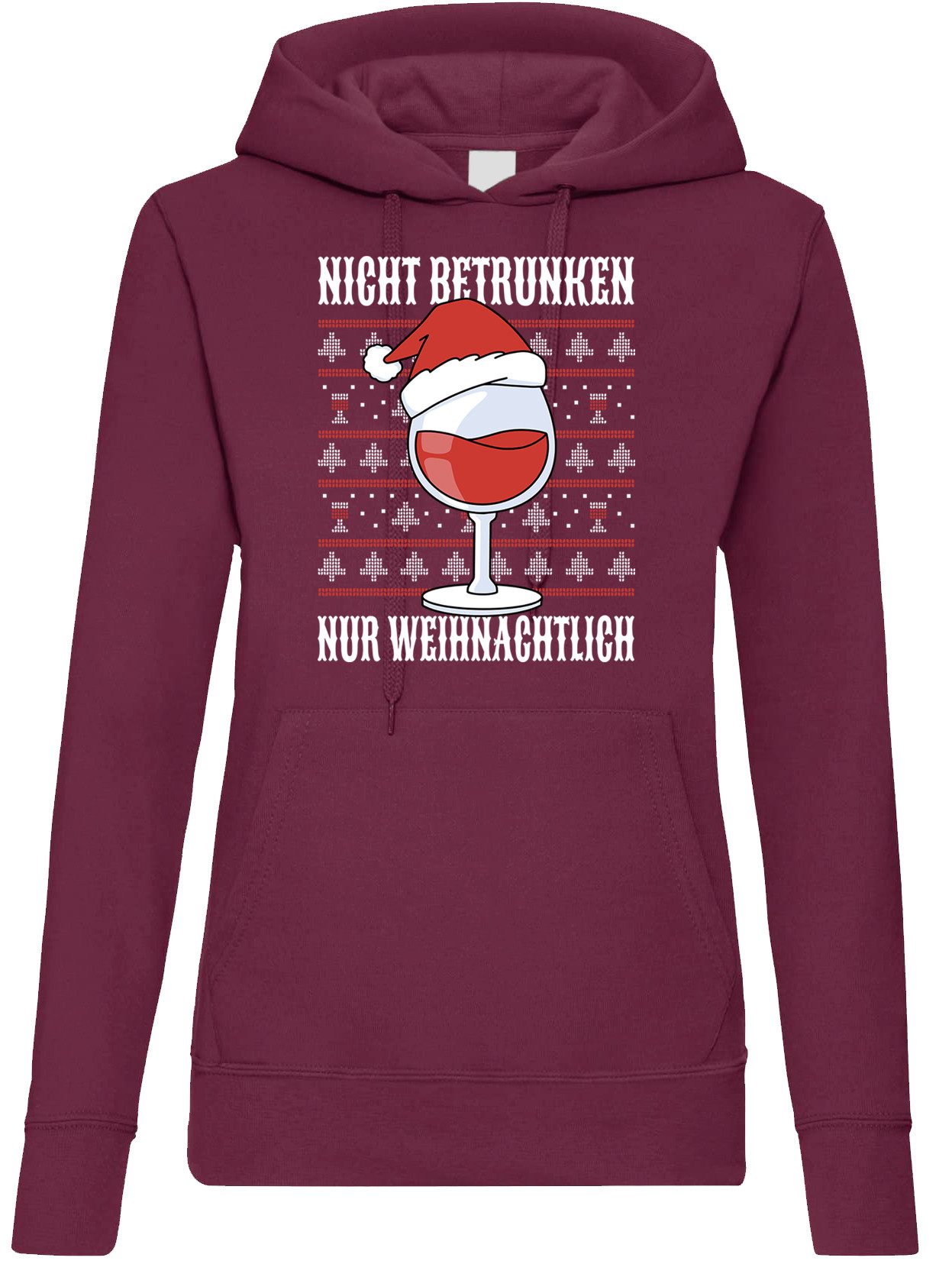 Youth Designz Kapuzenpullover Nicht Betrunken nur Weihnachtlich Damen Hoodie Пуловеры mit modischem Frontprint