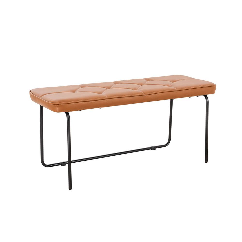 HOME DELUXE Bank GINO, Edle Lederoptik, Retrobank, Sitzbank in warmem Cognac-Ton