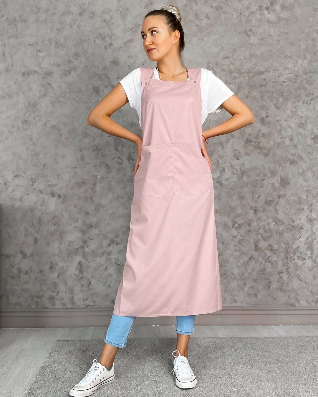STM Company Kittelschürze Friseurschürze Dress, Elegante Berufsschürze im Abendkleid-Design