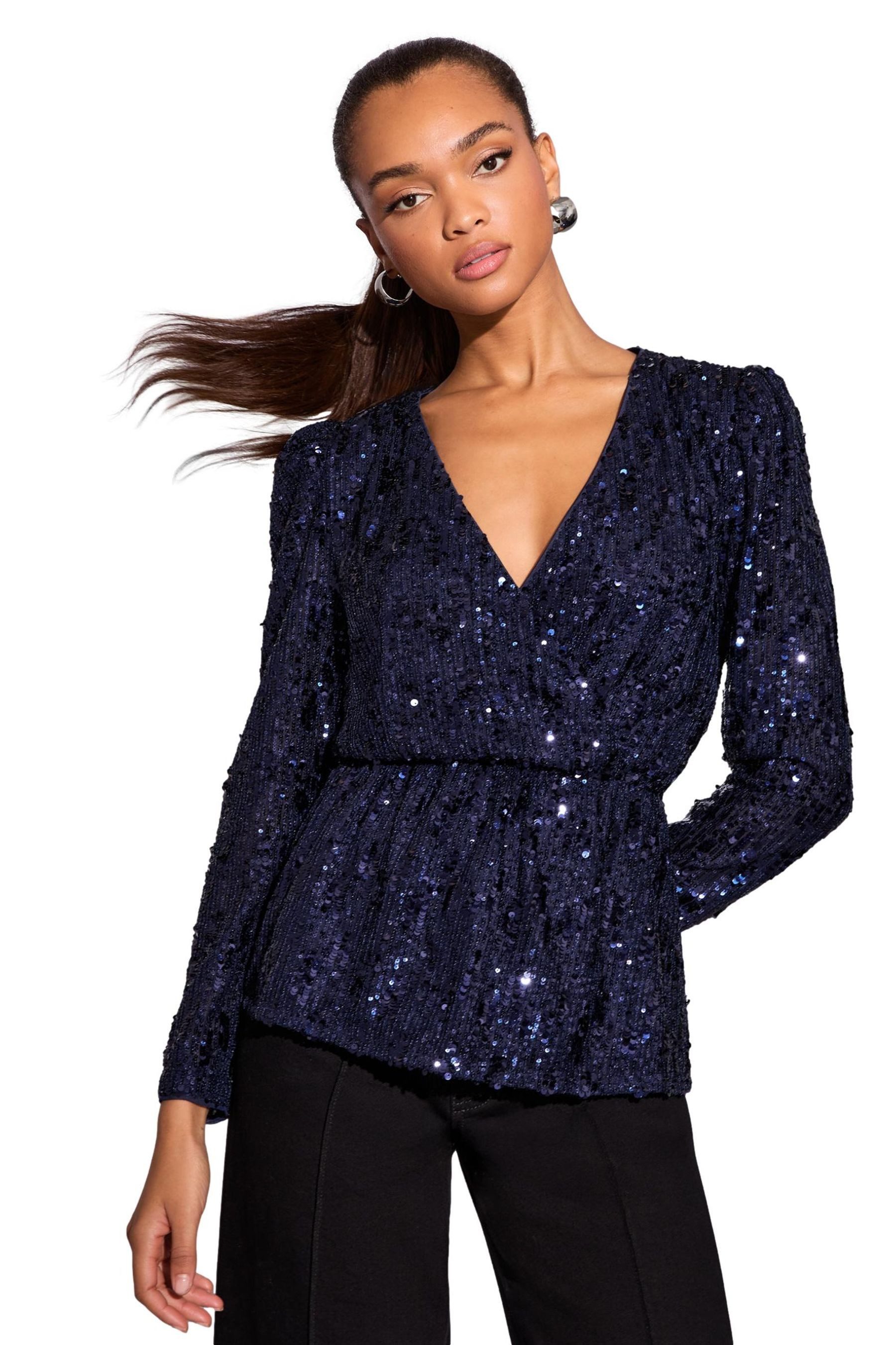 LIPSY Langarmbluse Lipsy Langärmliges Wickeltop, Regular (1-tlg)