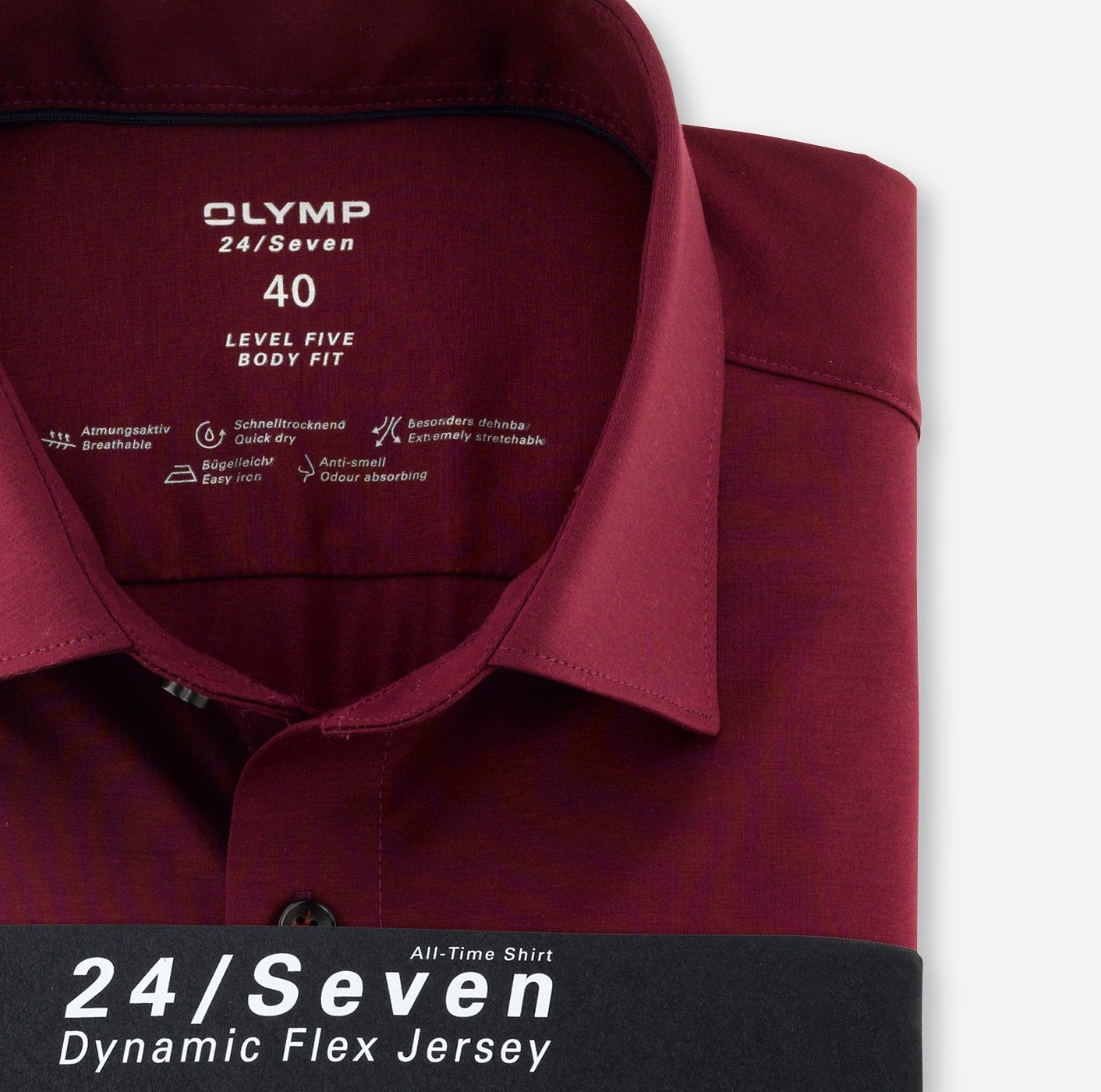 24/Seven Five OLYMP Langarmhemd Rot Level OLYMP