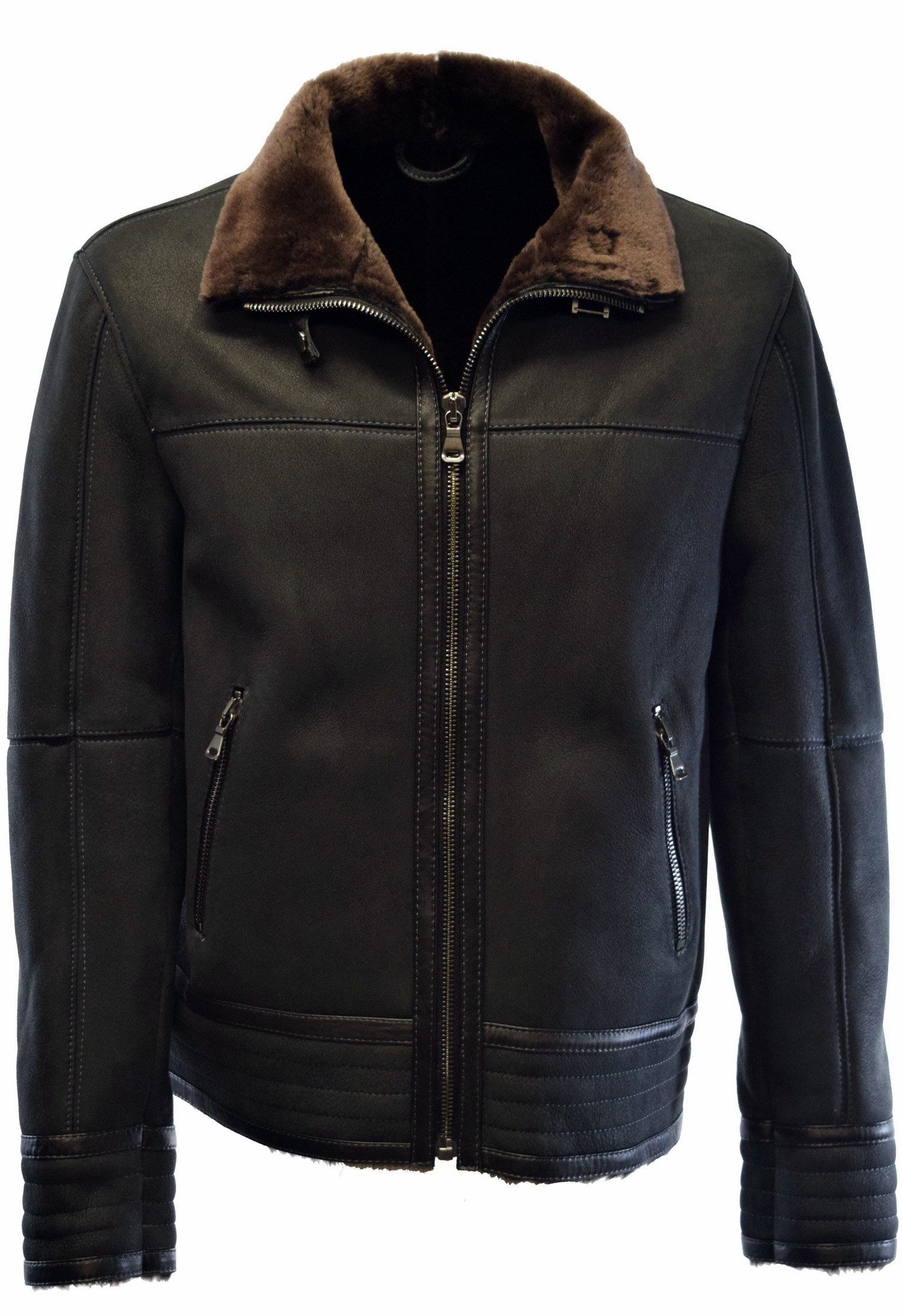 Zimmert Leather Lederjacke Mark Lammfelljacke, Herren, Schwarz, Anthrazit, günstig online kaufen