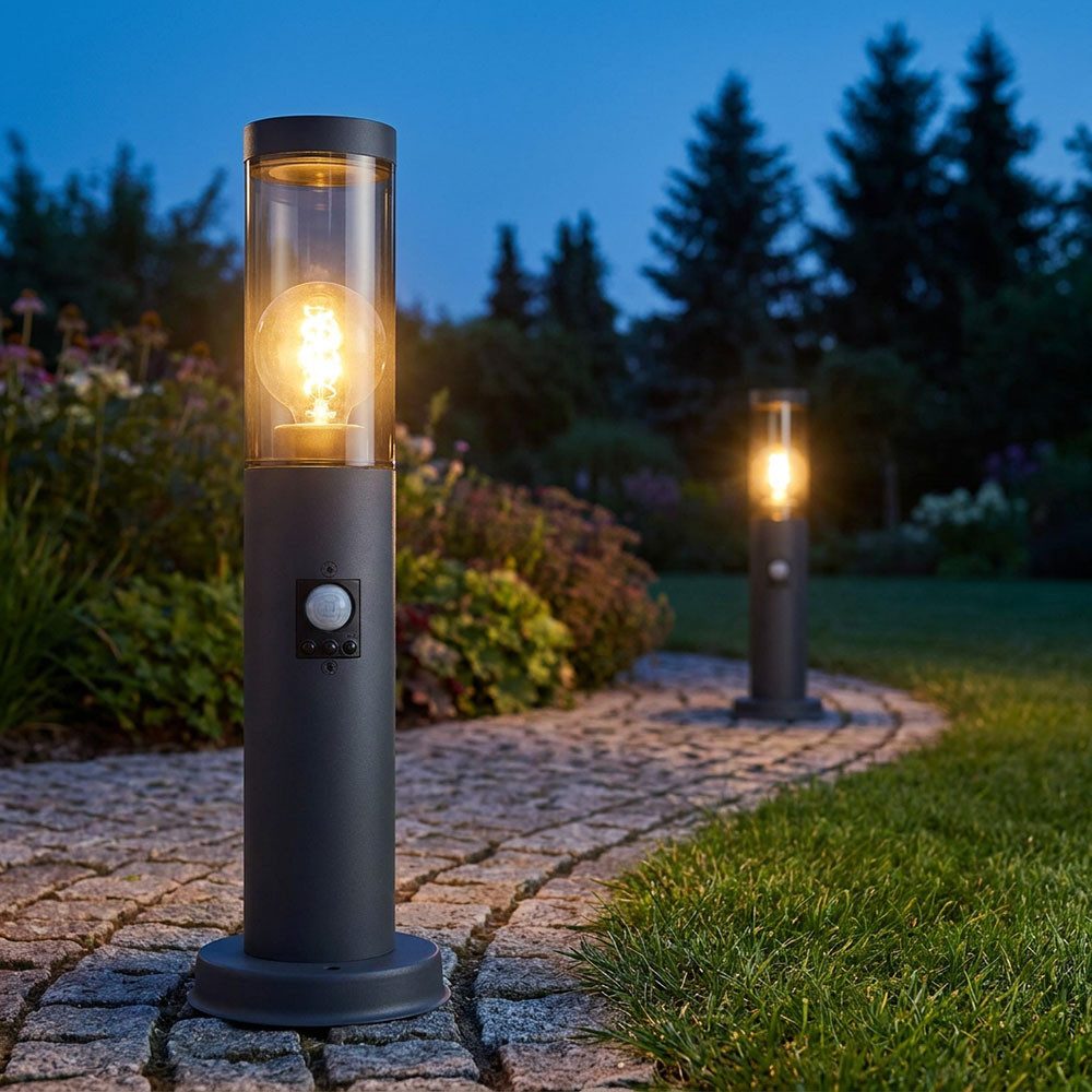 GLOBO LIGHTING Stehlampe, Leuchtmittel nicht inklusive, Außenbeleuchtung Standleuchte Sockelleuchte rauch anthrazit Außen 2x