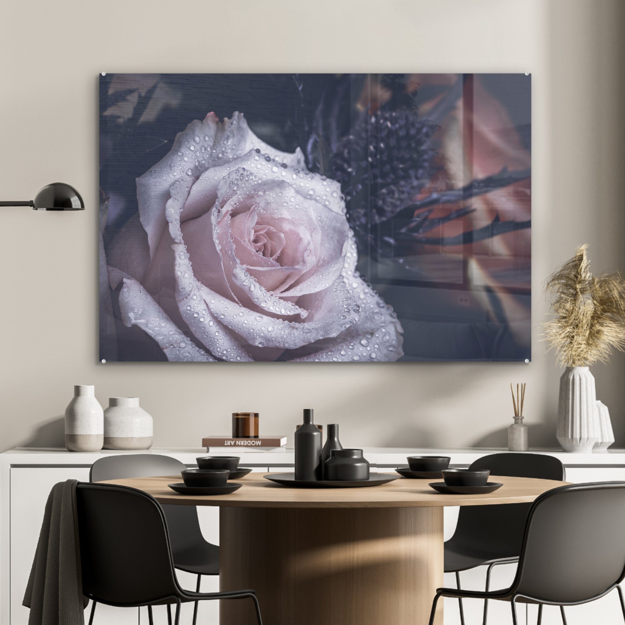 Rose Acrylglasbild MuchoWow - Weiß, Wohnzimmer Schlafzimmer St), (1 - Wasser & Acrylglasbilder