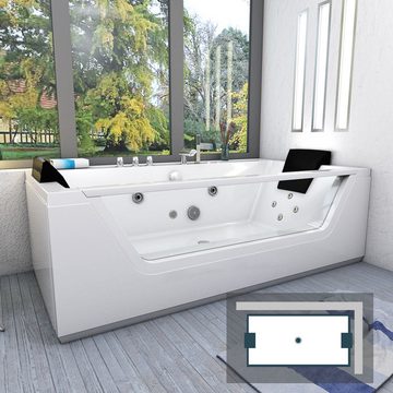 AcquaVapore Whirlpool-Badewanne Whirlpool Pool Badewanne Wanne AcquaVapore W83-TH-C, (1-tlg), Mit Fußgestell und Ablaufgarnitur