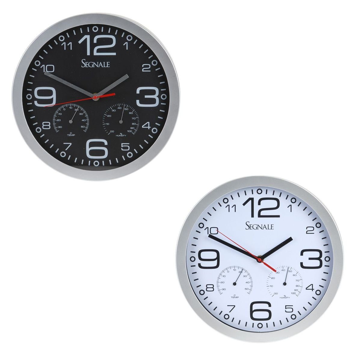 Thermometer oder weiß Küchenuhr schwarz (zum Ø30cm Farbe Uhr mit Aufhängen) Wanduhr Koopman